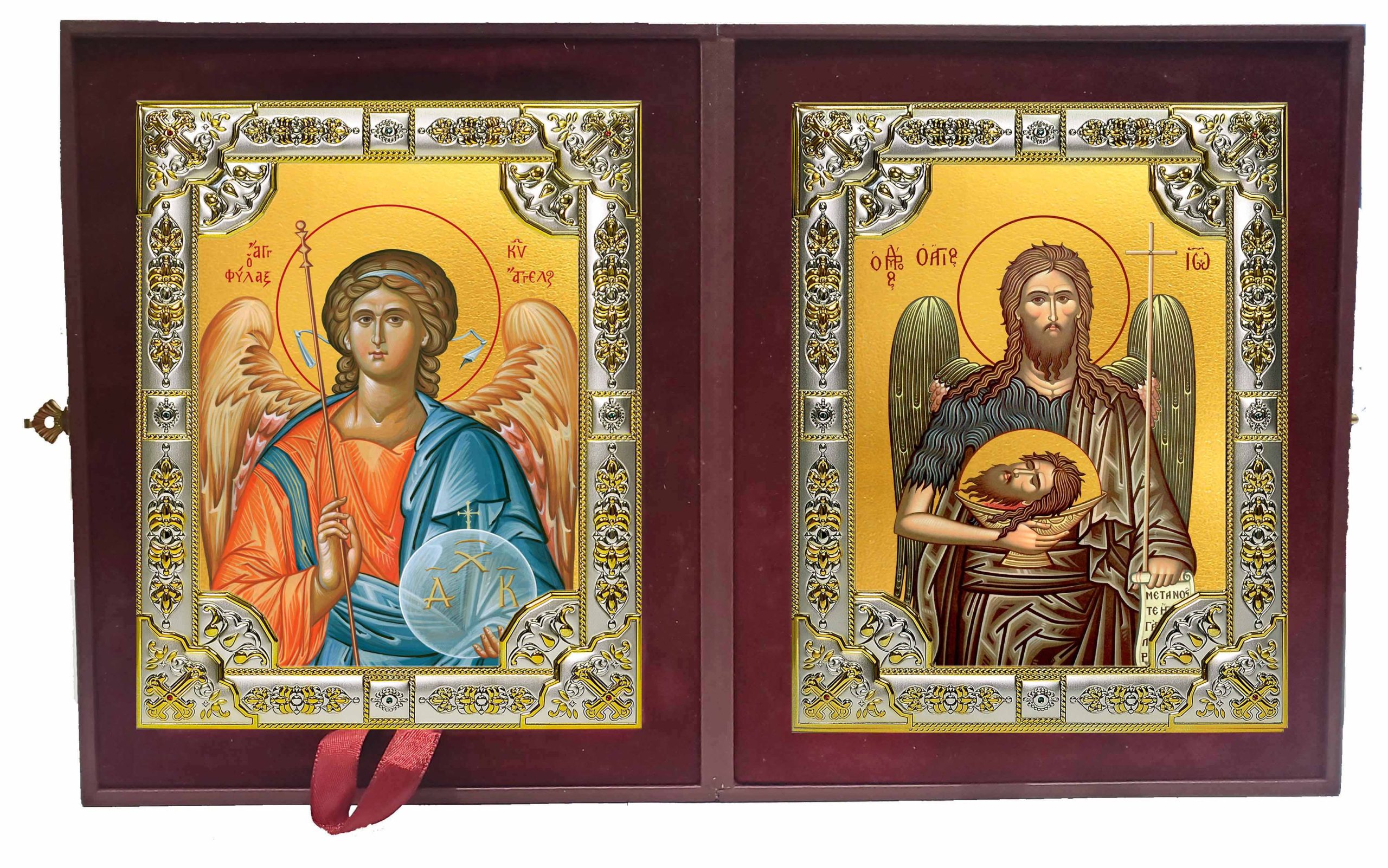 Складень Ангел Хранитель и Иоанн (Иван) Предтеча, Креститель Господень