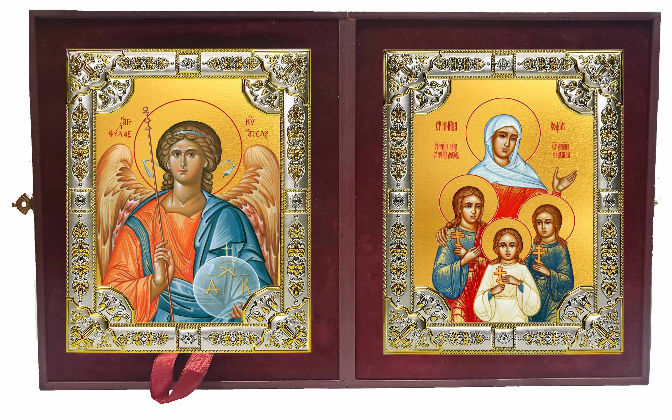 Складень Ангел Хранитель и Вера, Надежда, Любовь и их матерь София мученицы