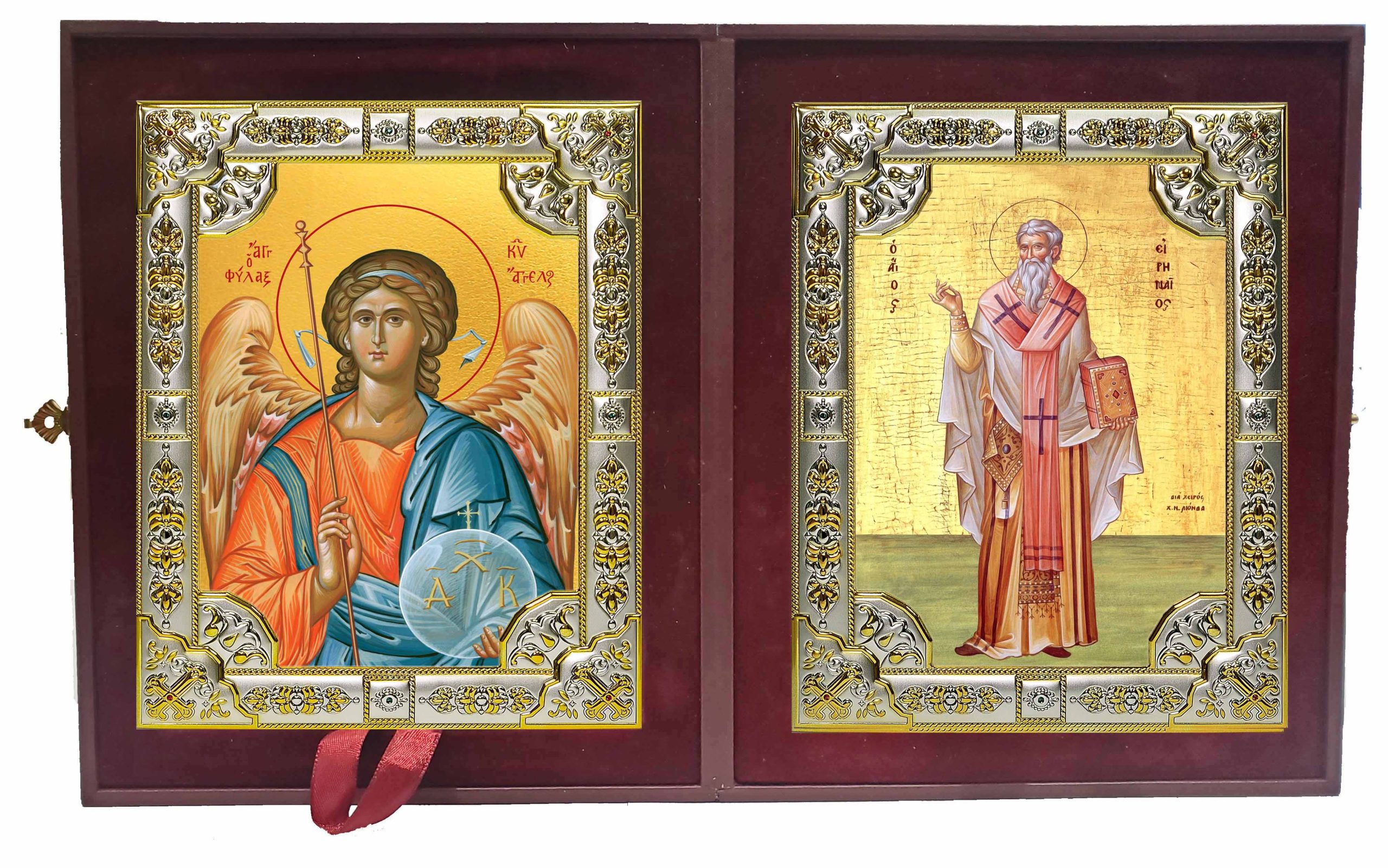 Складень Ангел Хранитель и Ириней Лионский священномученик