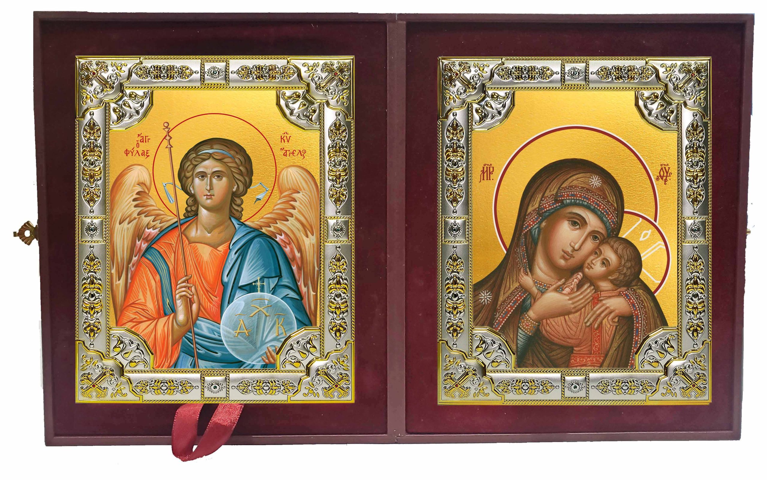 Складень Ангел Хранитель и Умиление, икона Божией Матери