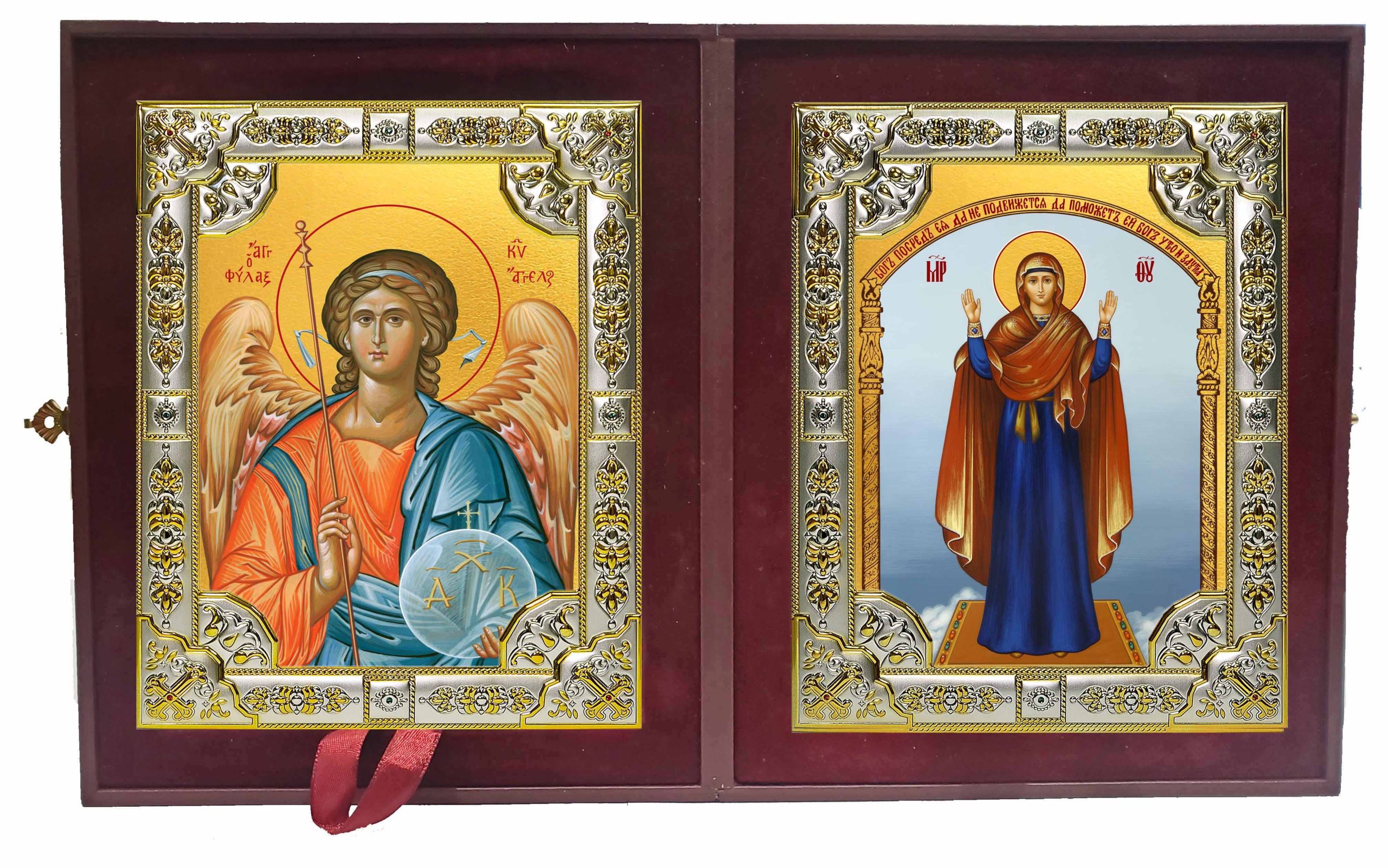 Складень Ангел Хранитель и Нерушимая стена, икона Божией Матери