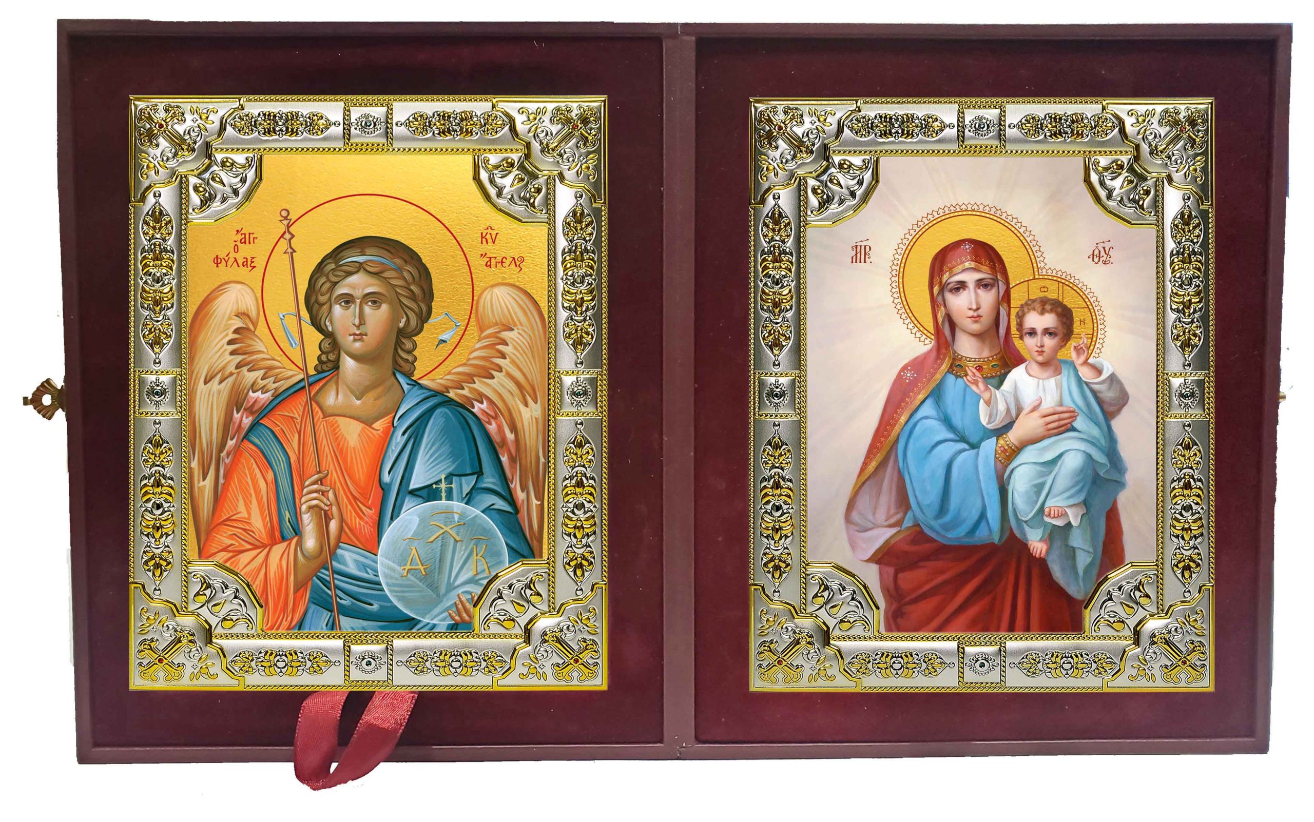 Складень Ангел Хранитель и Божия Матерь