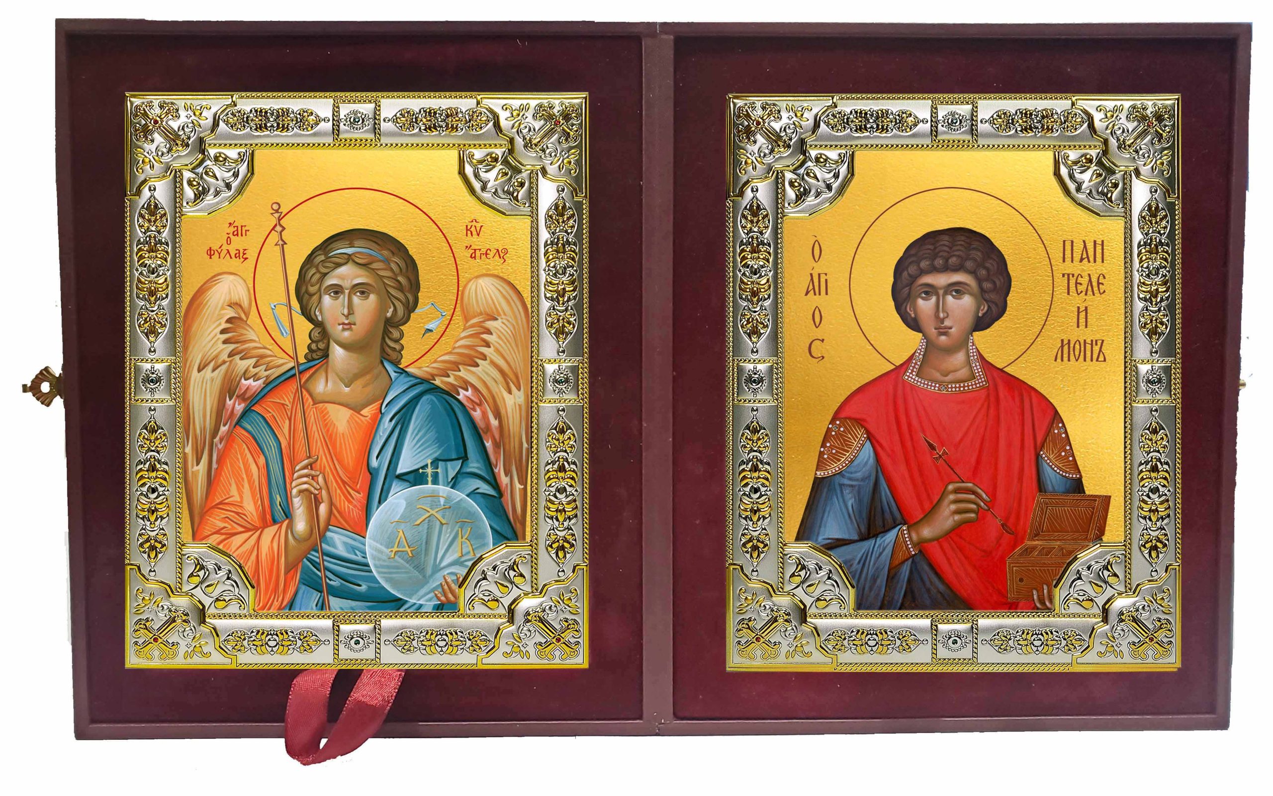 Складень Ангел Хранитель и Пантелеймон великомученик и целитель