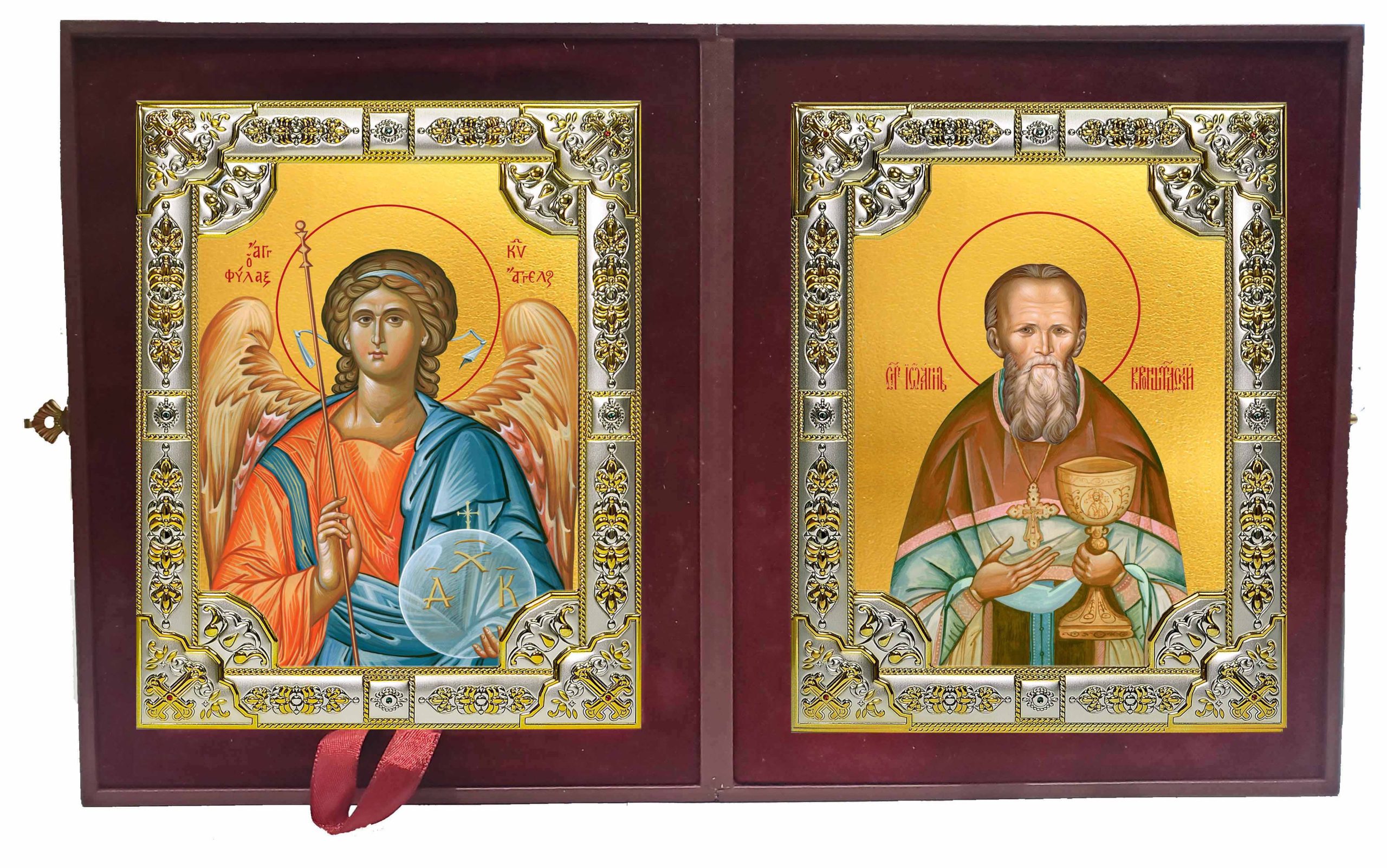 Складень Ангел Хранитель и Иоанн (Иван) Кронштадский праведный, чудотворец