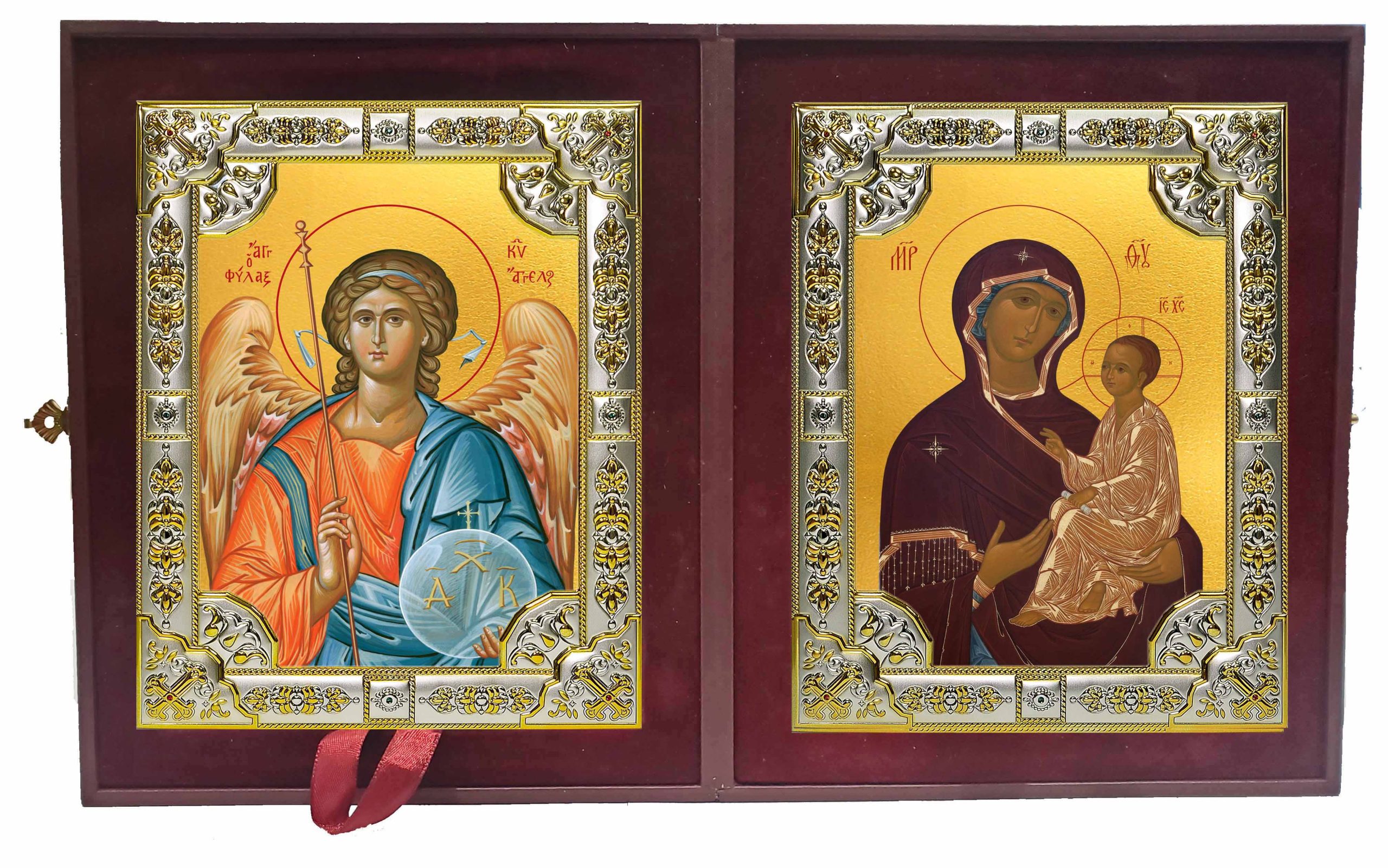 Складень Ангел Хранитель и Тихвинская икона Божией Матери