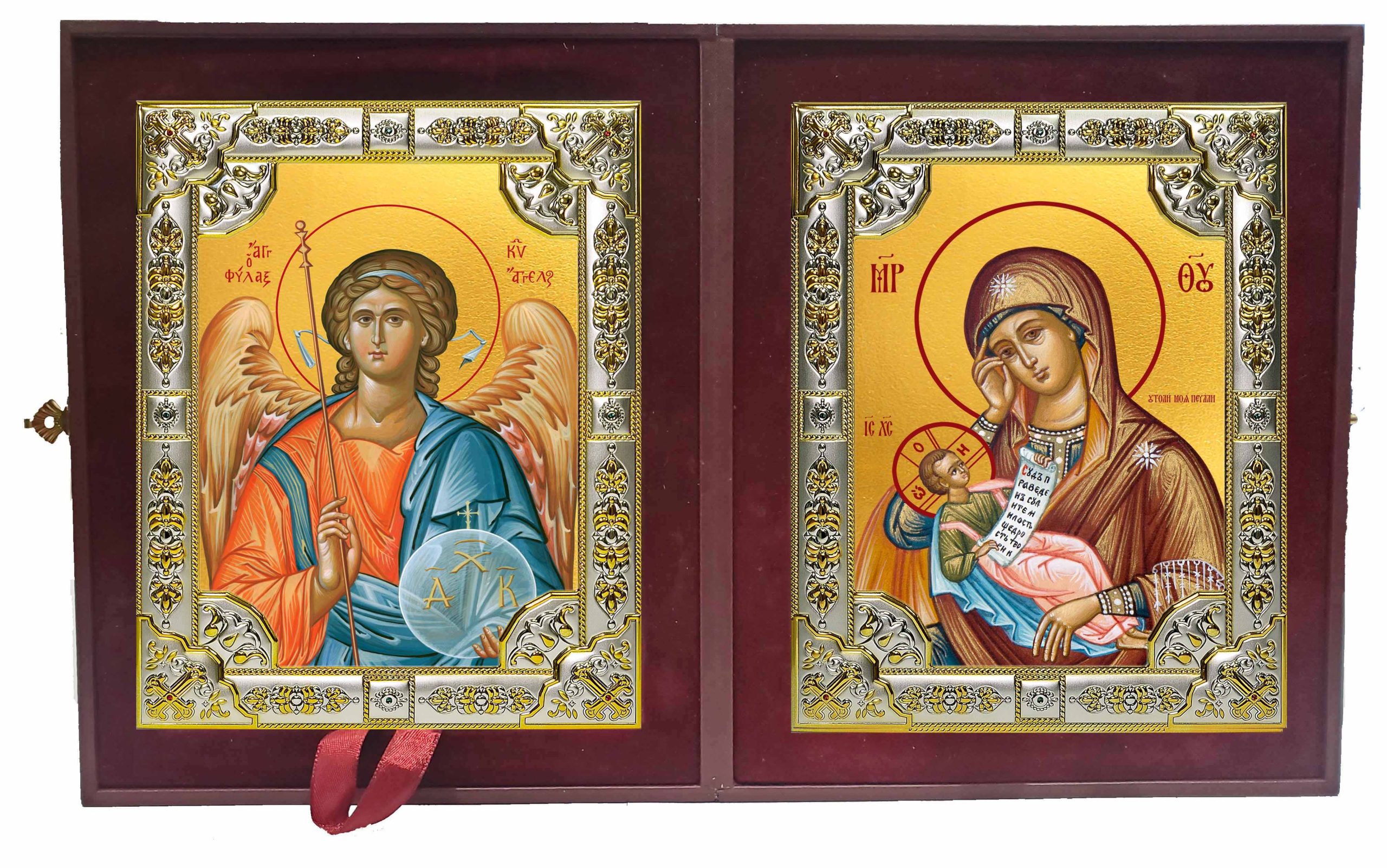 Складень Ангел Хранитель и Утоли мои печали, икона Божией Матери