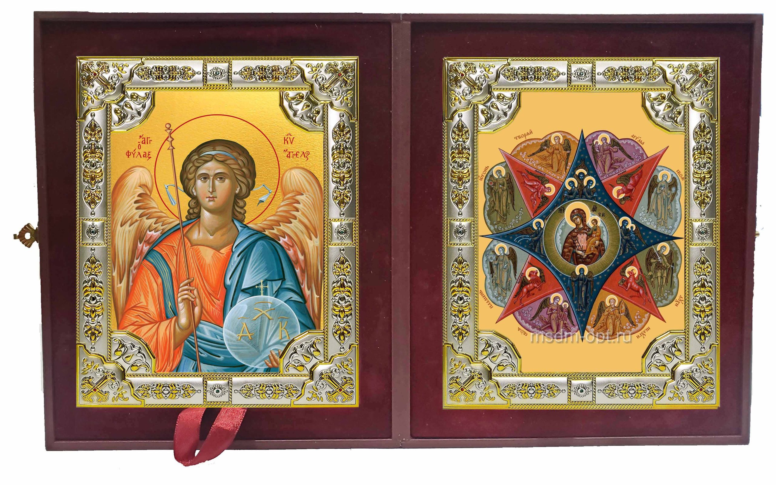 Складень Ангел Хранитель и Неопалимая Купина, икона Божией Матери