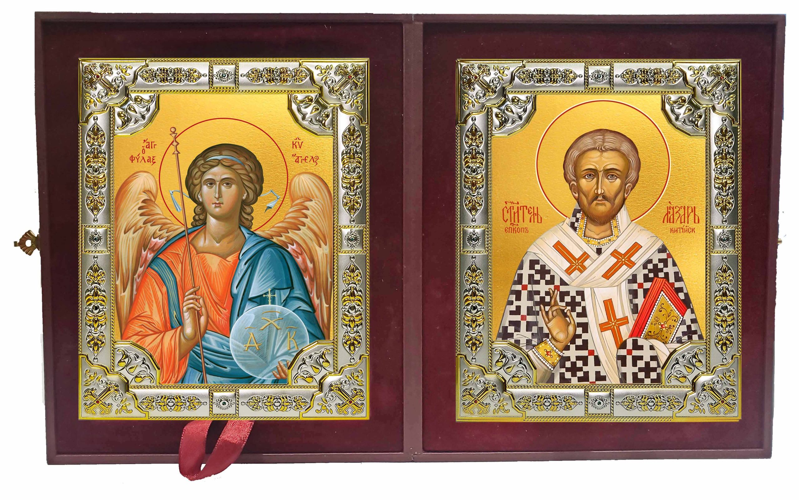 Складень Ангел Хранитель и Лазарь Четверодневный, Китийский, епископ