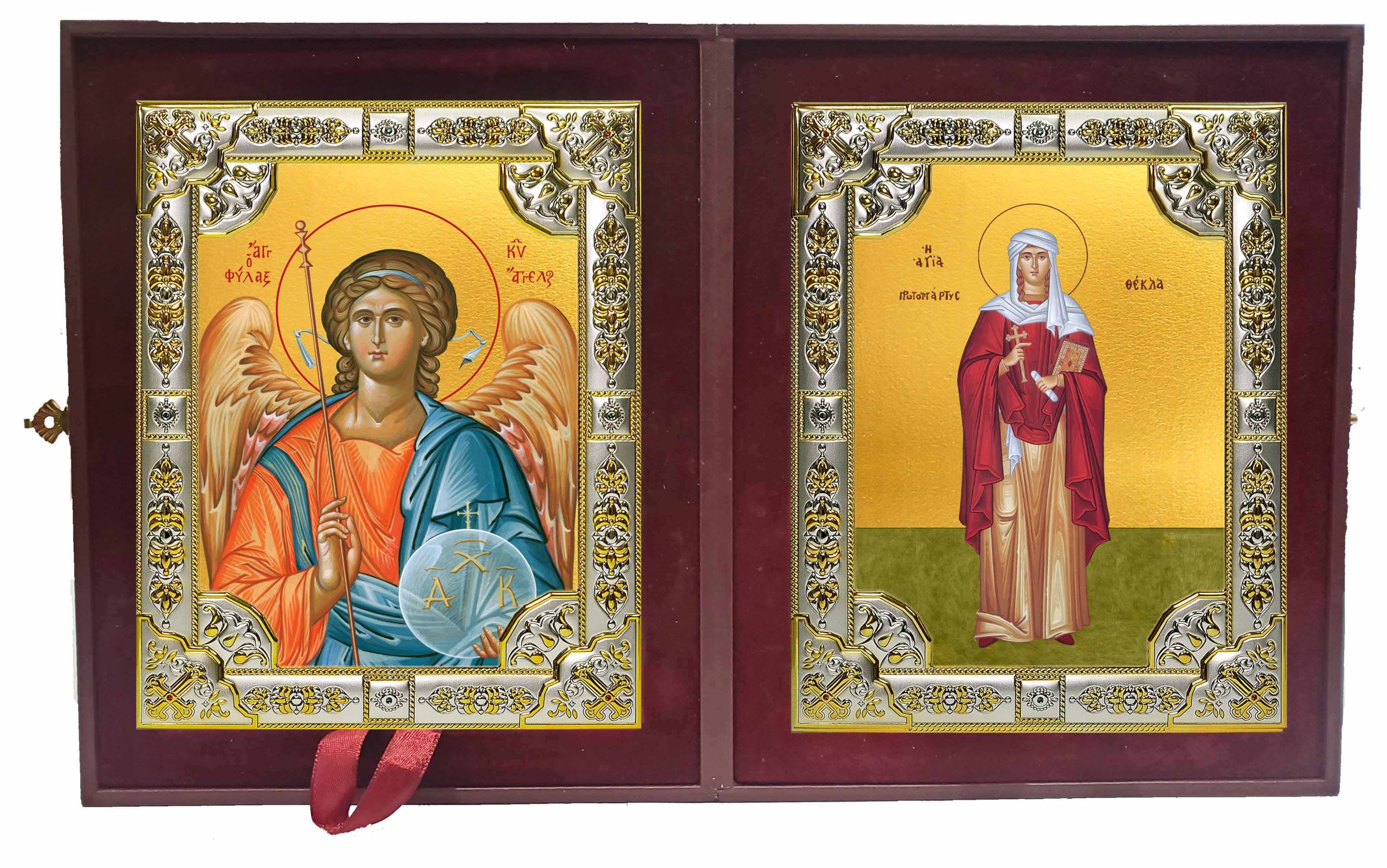 Складень Ангел Хранитель и Фекла Иконийская, Селевкийская, первомученица