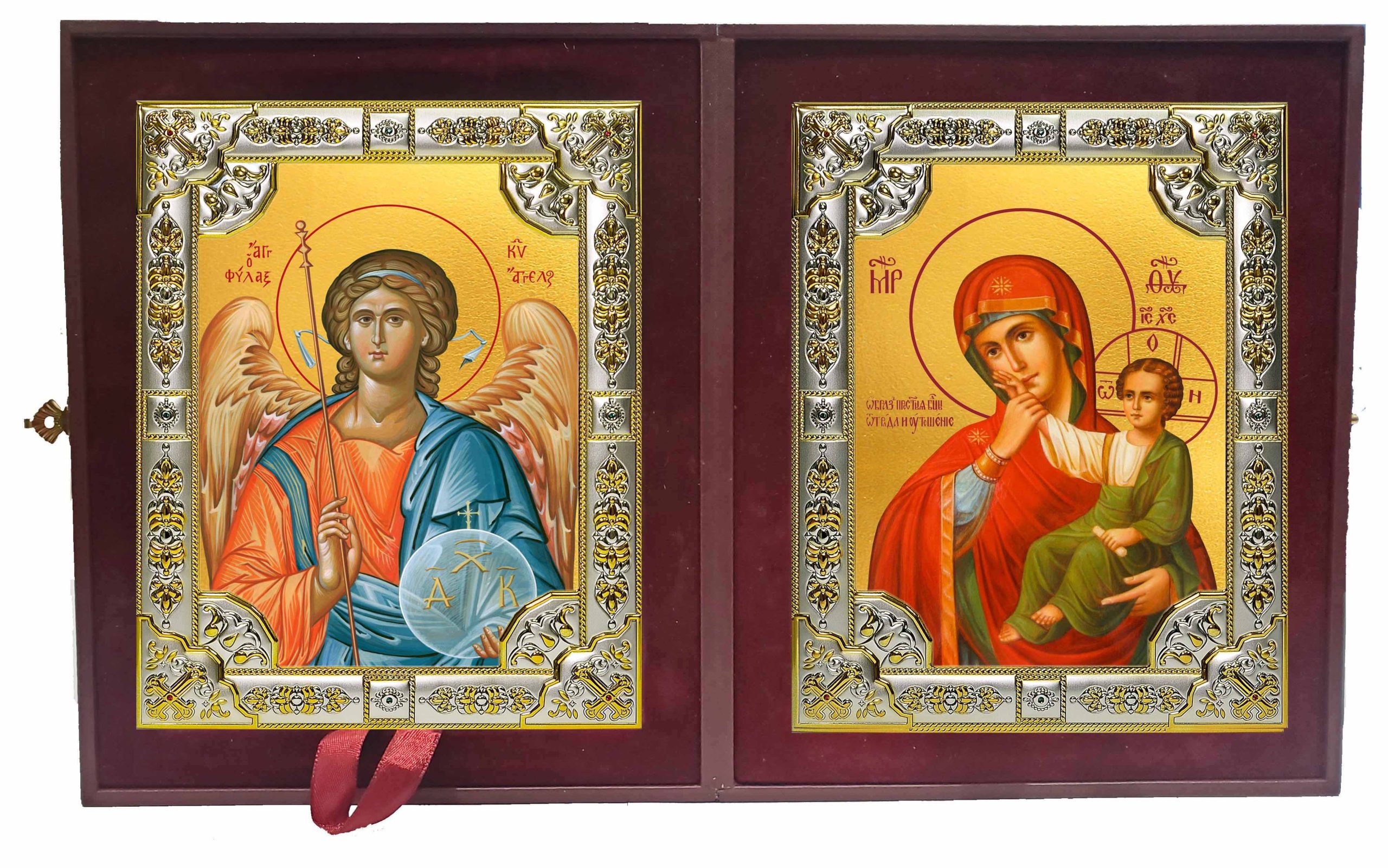 Складень Ангел Хранитель и Отрада и Утешение, икона Божией Матери