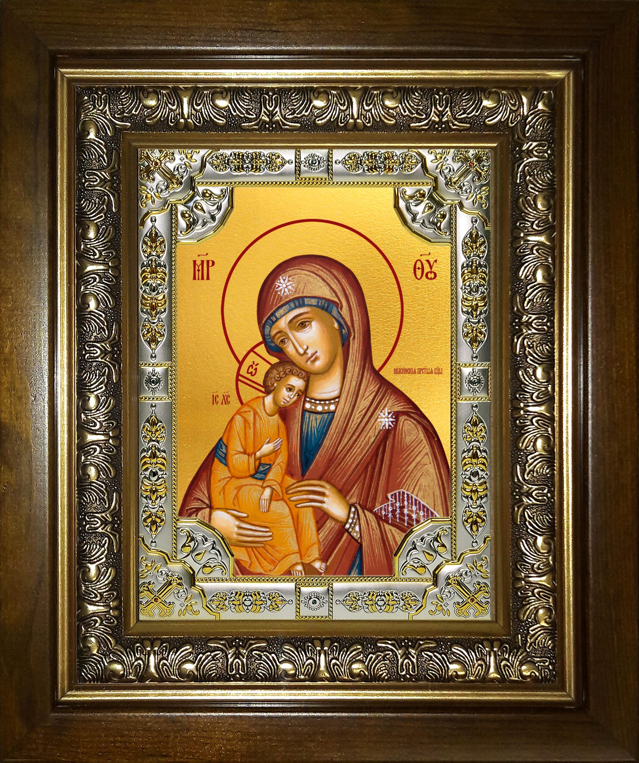 Икона освященная "Миасинская икона Божией Матери", в киоте 24x30 см