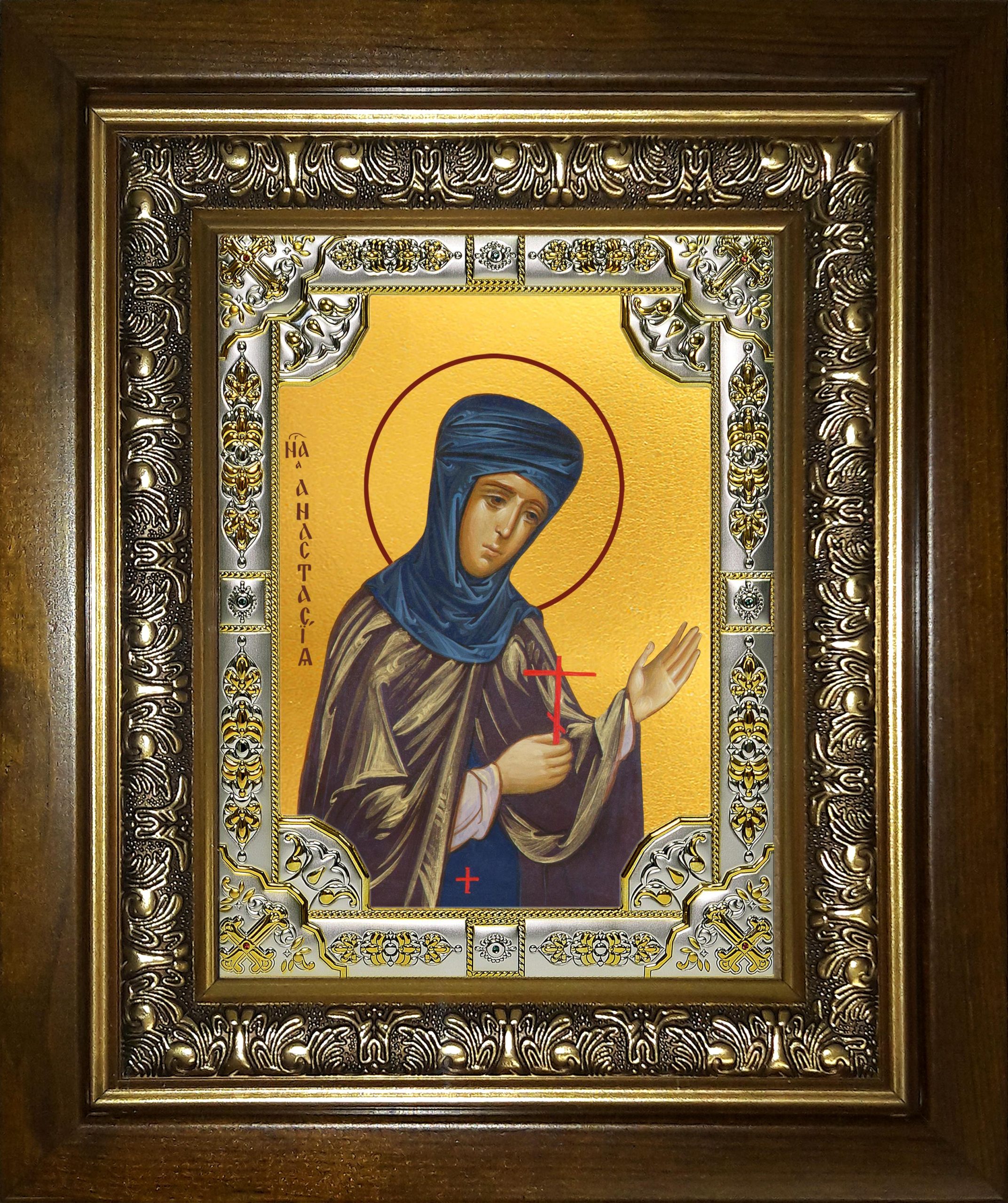 Икона освященная "Анастасия Узорешительница великомученица", в киоте 24x30 см