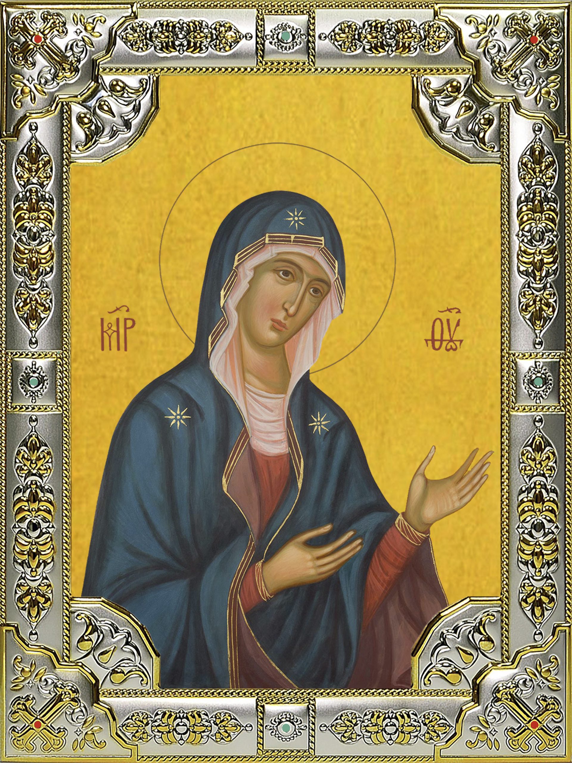 Икона освященная "Деисусная икона Божией Матери", 18x24 см, со стразами