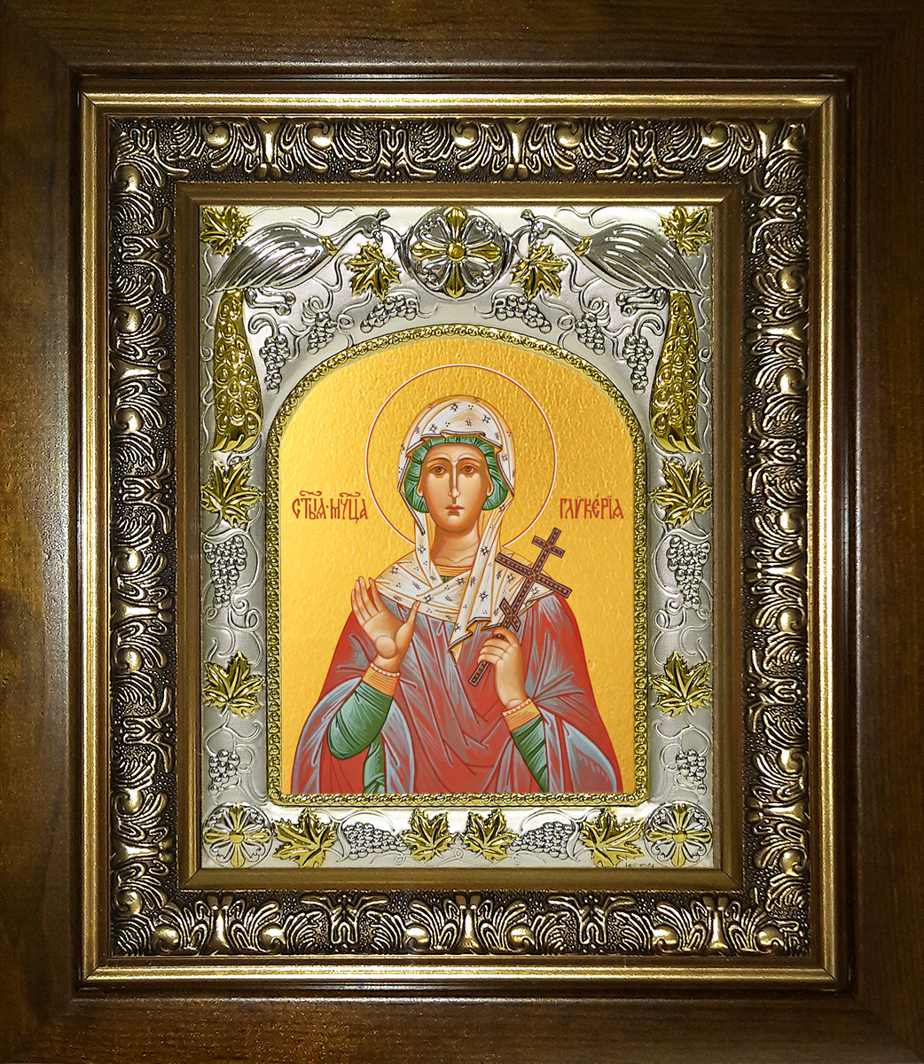 Икона освященная "Гликерия", в киоте 20x24 см