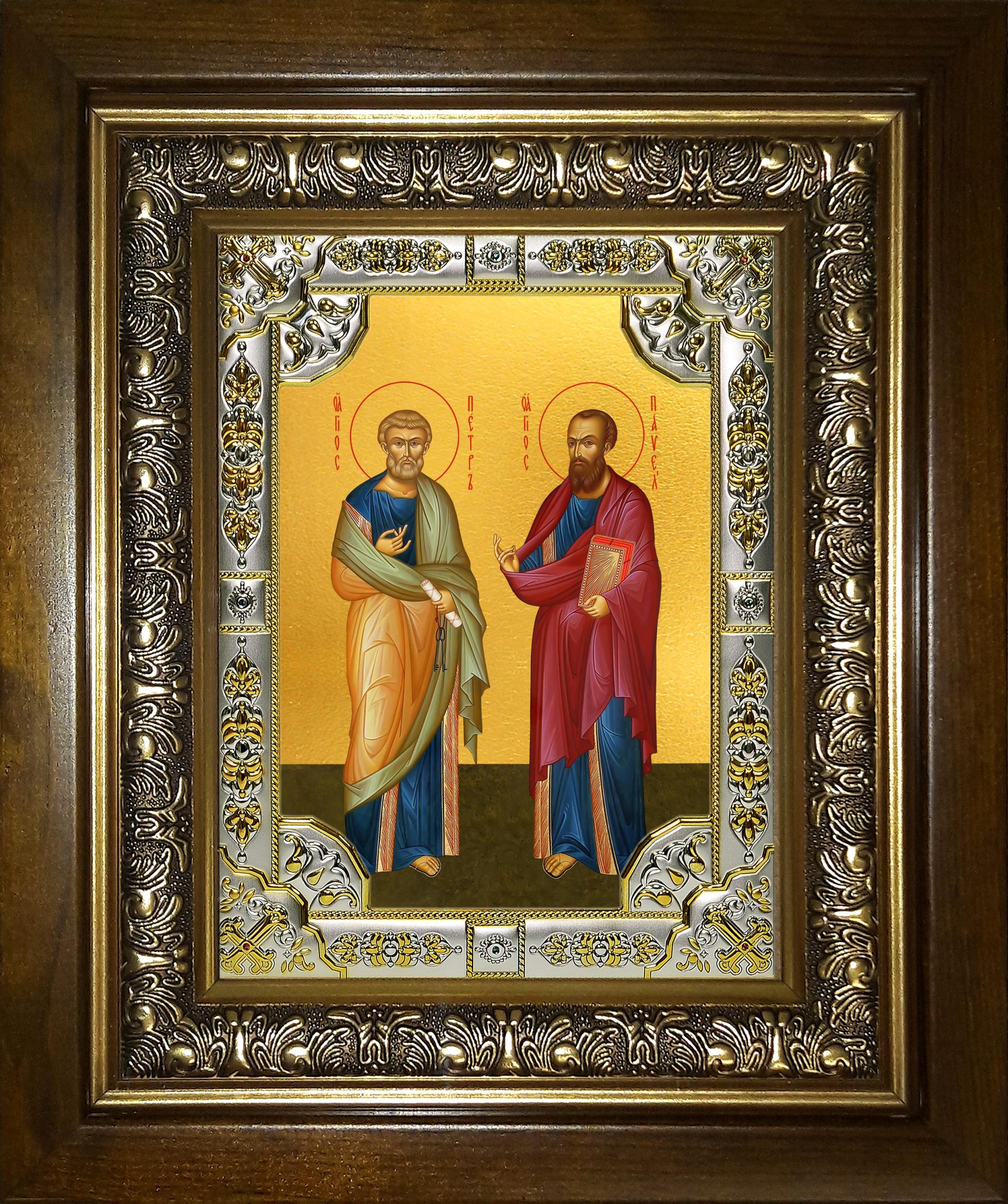 Икона освященная "Петр и Павел апостолы", в киоте 24x30 см