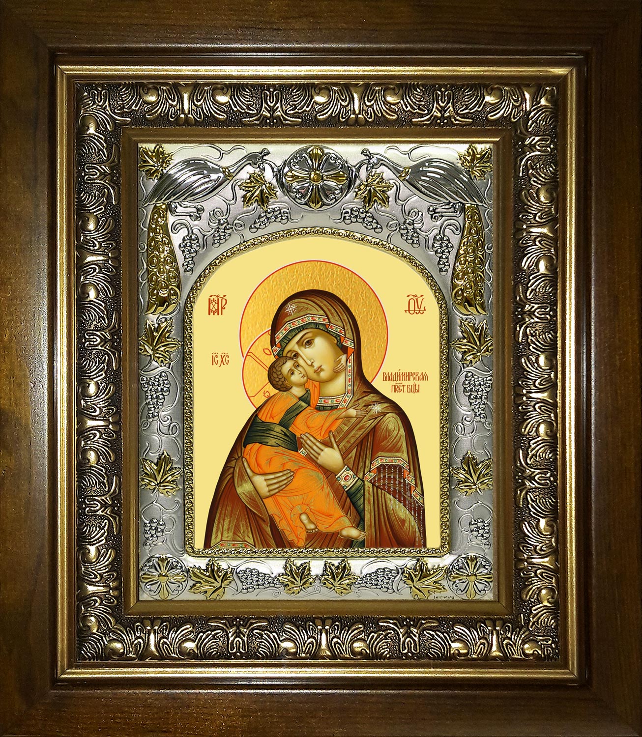 Икона освященная "Владимирская икона Божией Матери", в киоте 20x24 см