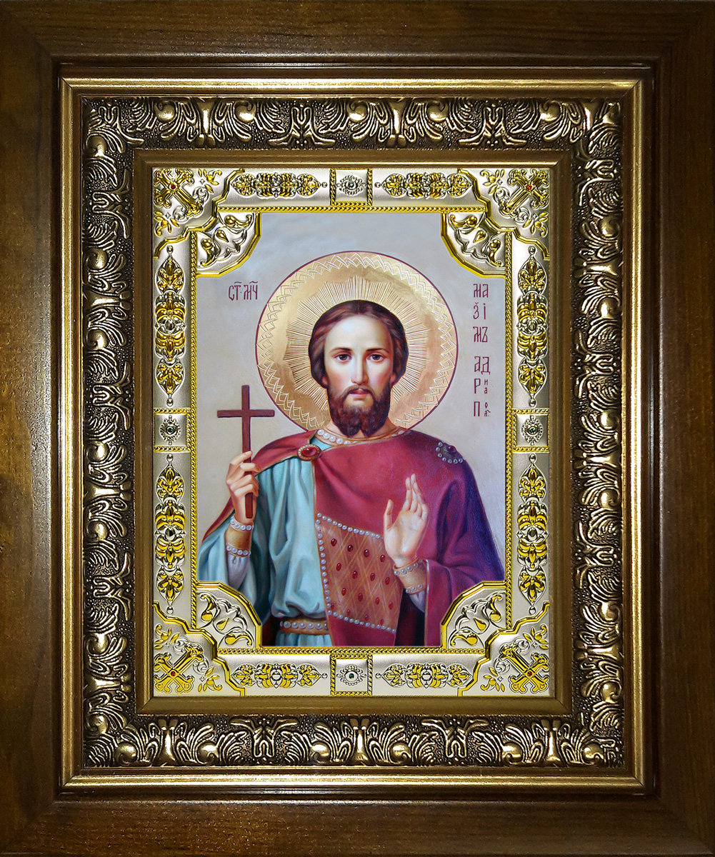 Икона освященная "Максим Адрианопольский", в киоте 24x30 см