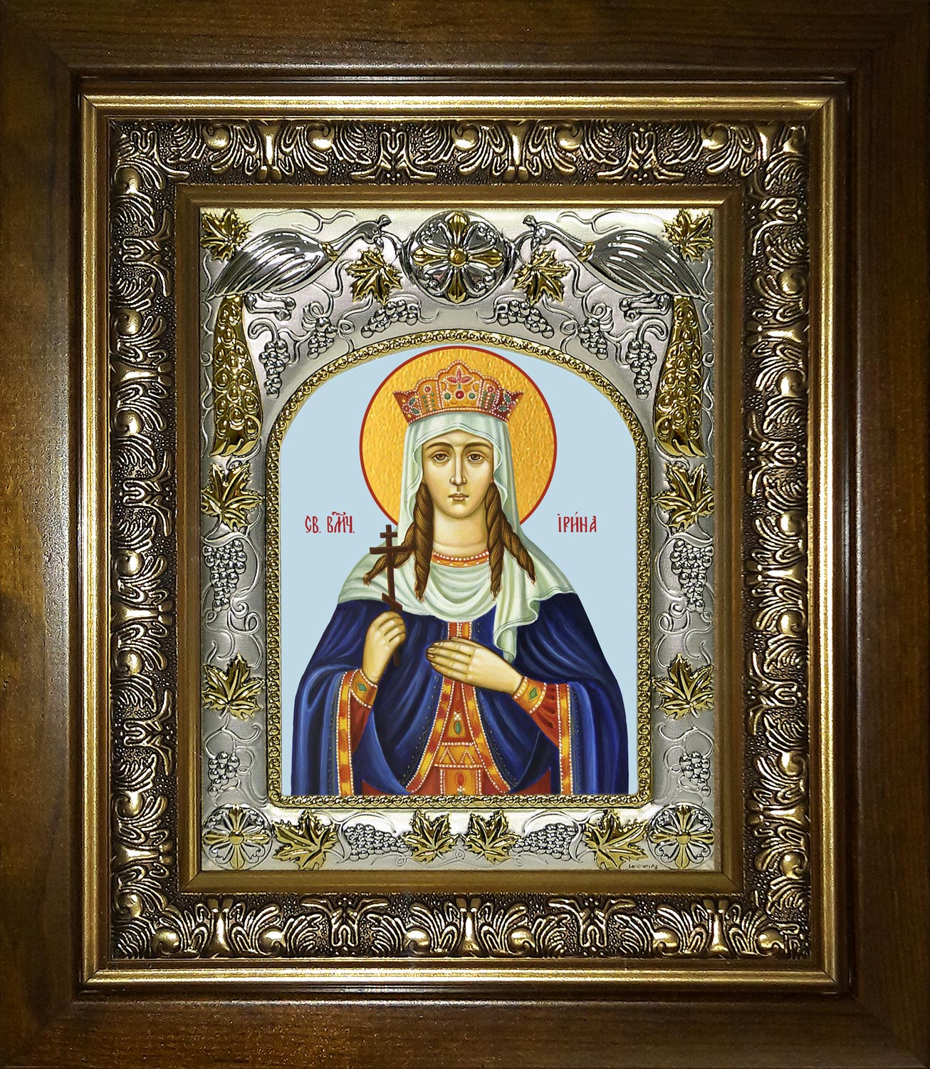 Икона освященная "Ирина Македонская великомученица", в киоте 20x24 см