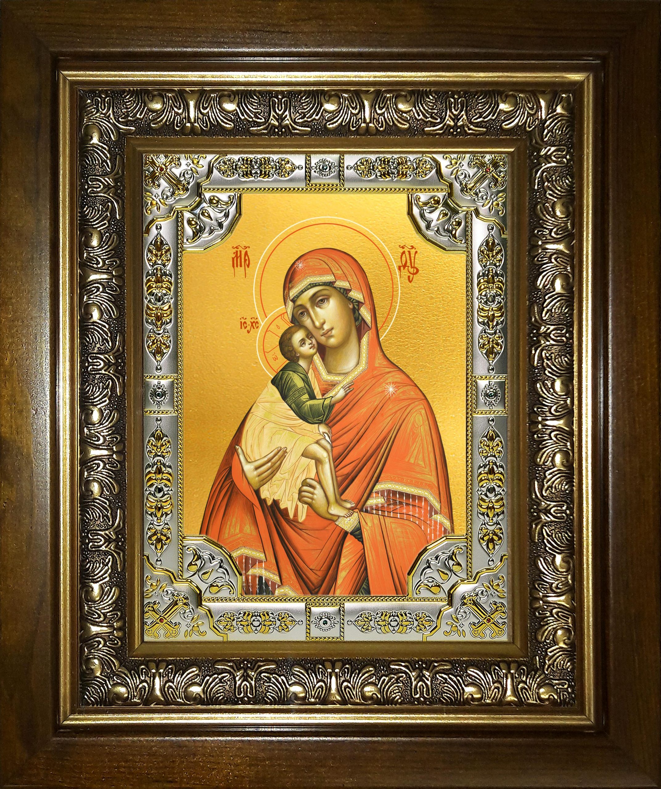 Икона освященная "Донская икона Божией Матери", в киоте 24x30 см