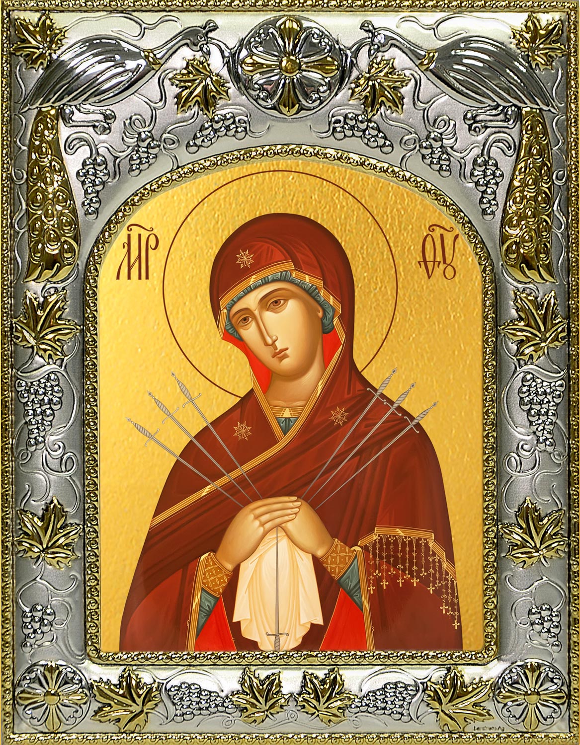 Икона освященная "Умягчение злых сердец, икона Божией Матери", 14x18 см