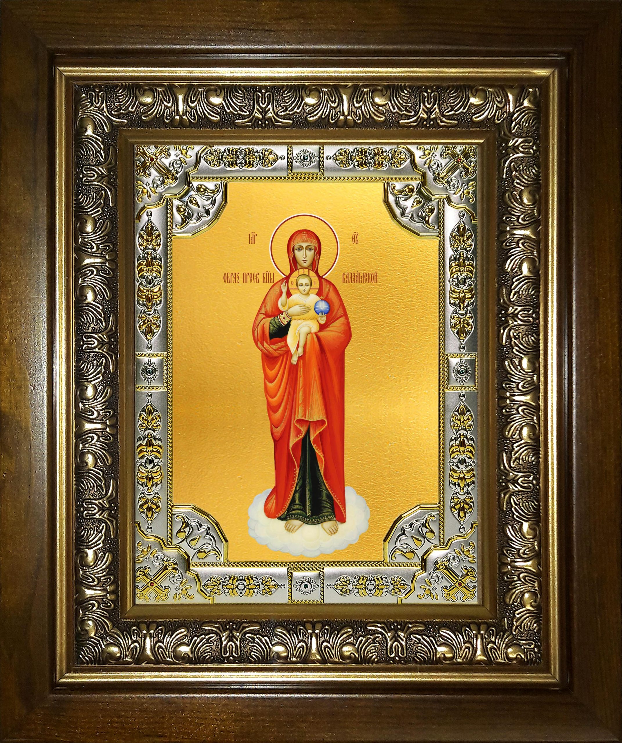 Икона освященная "Валаамская икона Божией Матери", в киоте 24x30 см