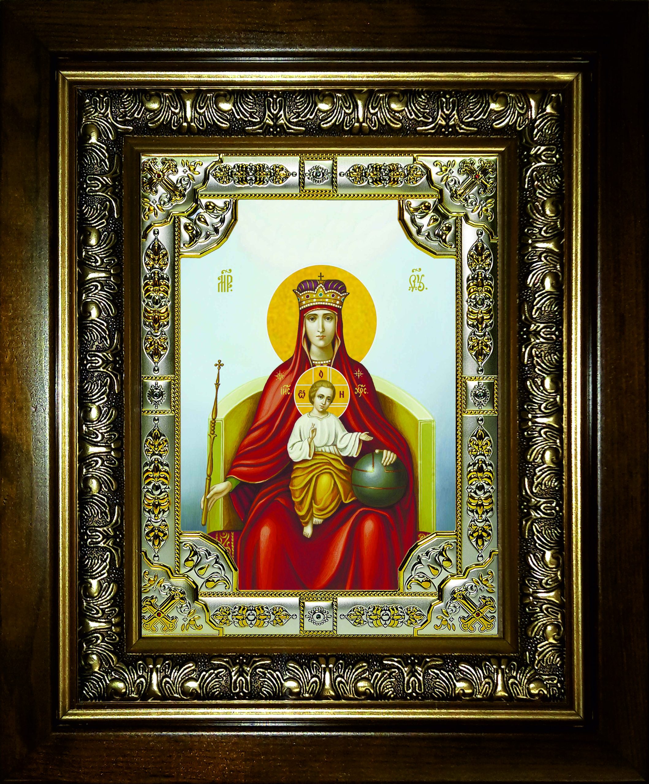 Икона освященная "Державная икона Божией Матери", в киоте 24x30 см