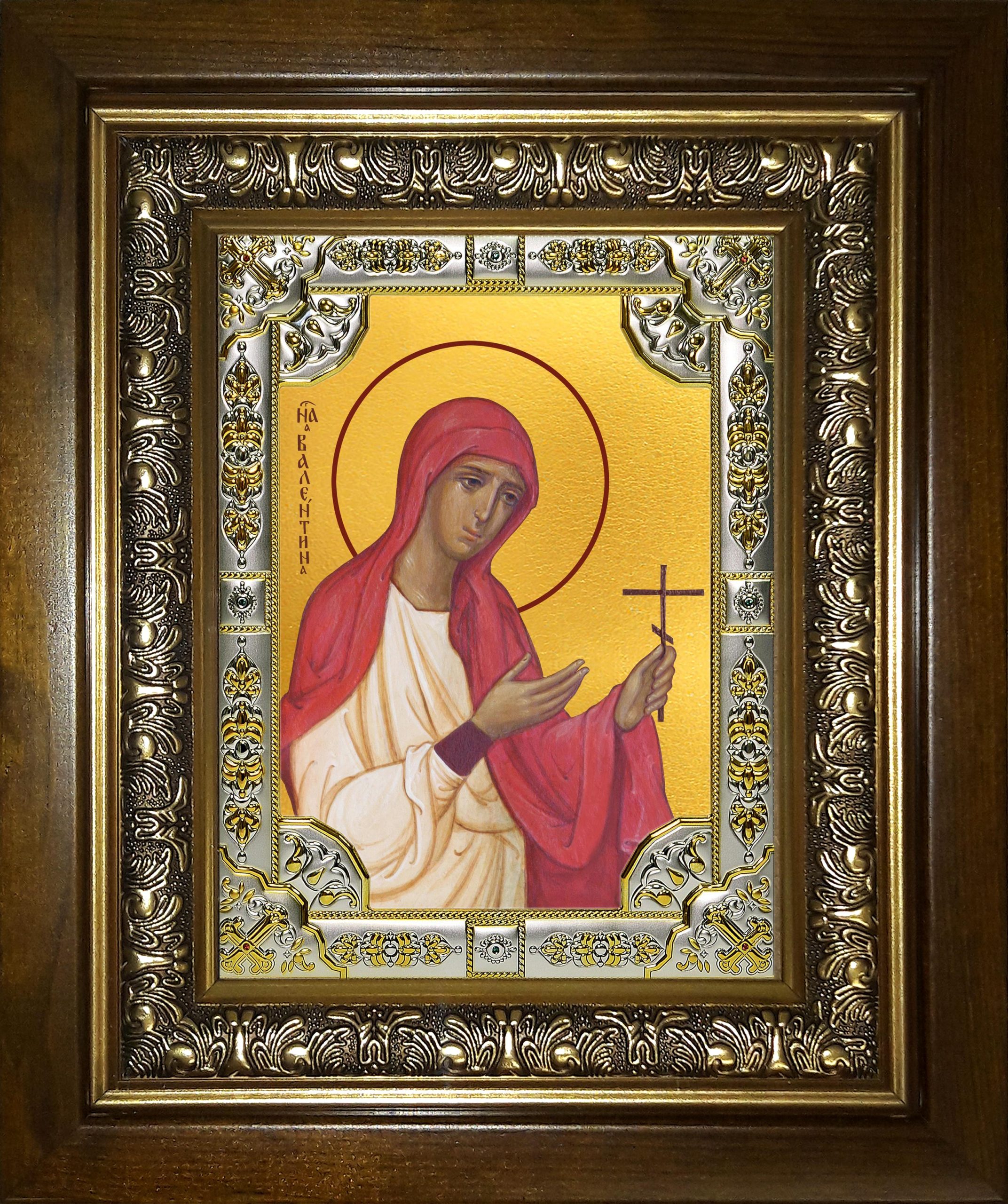 Икона освященная "Валентина Кесарийская мученица", в киоте 24x30 см