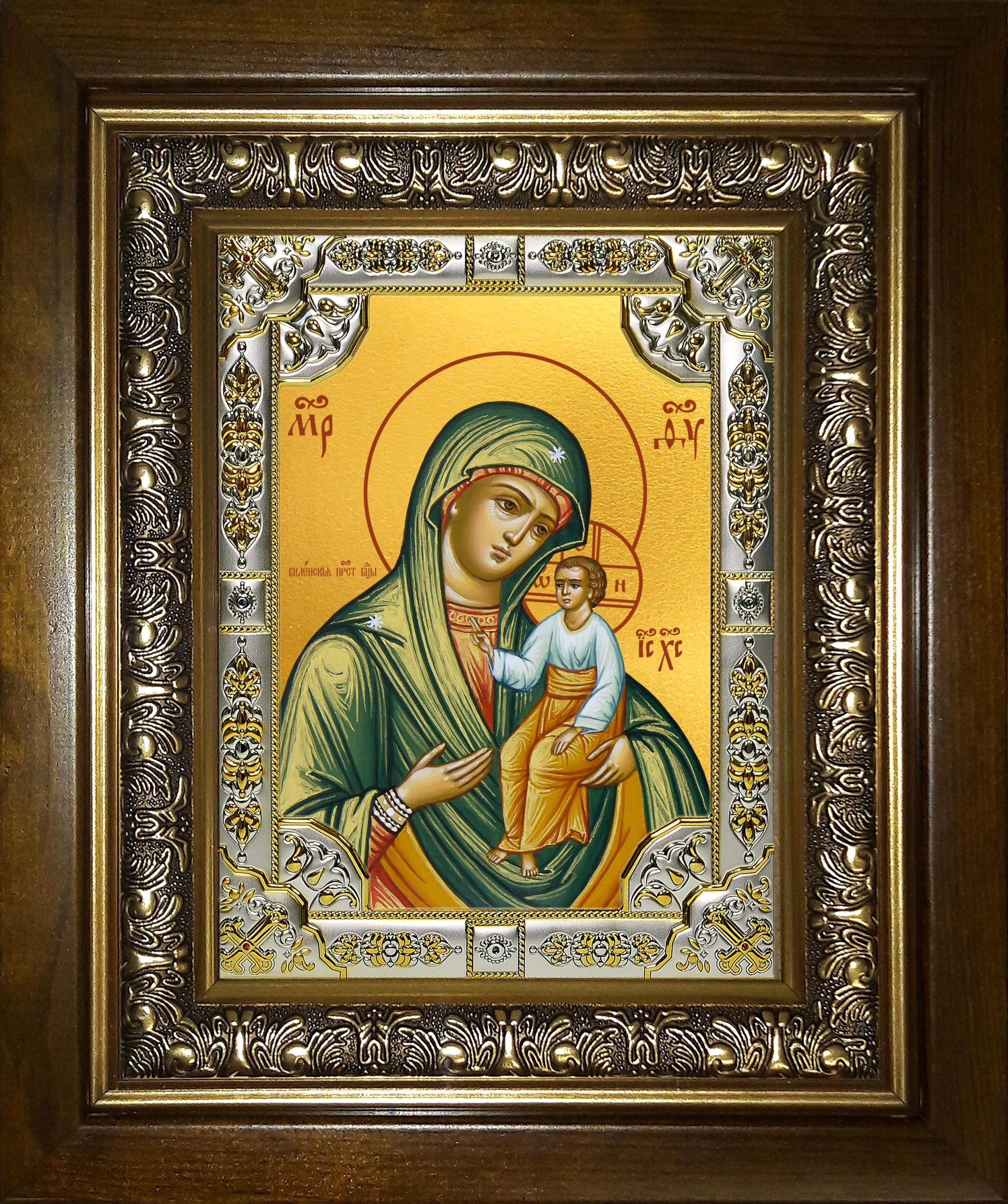 Икона освященная "Виленская икона Божьей Матери", в киоте 24x30 см