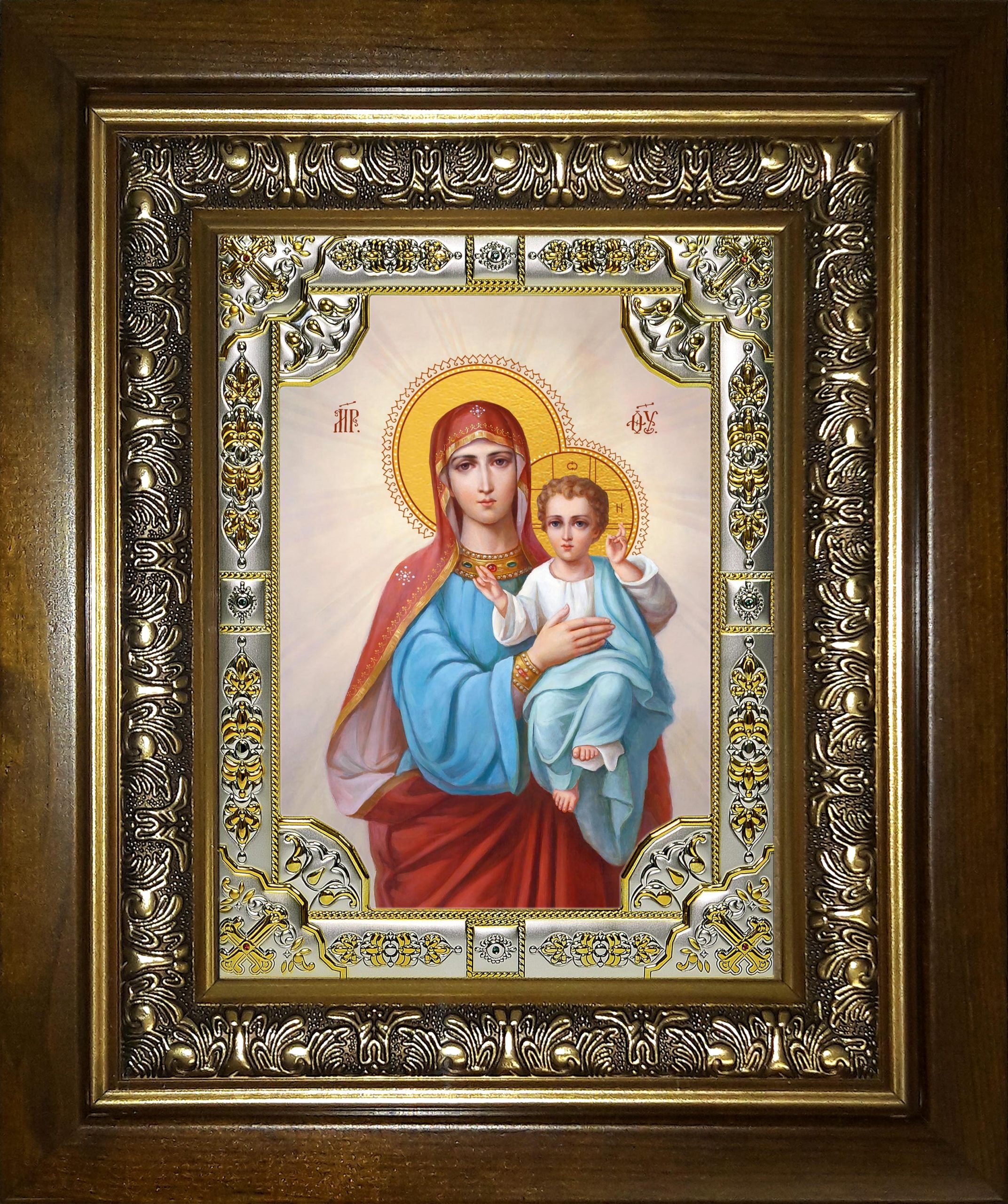 Икона освященная "Божия Матерь", в киоте 24x30 см