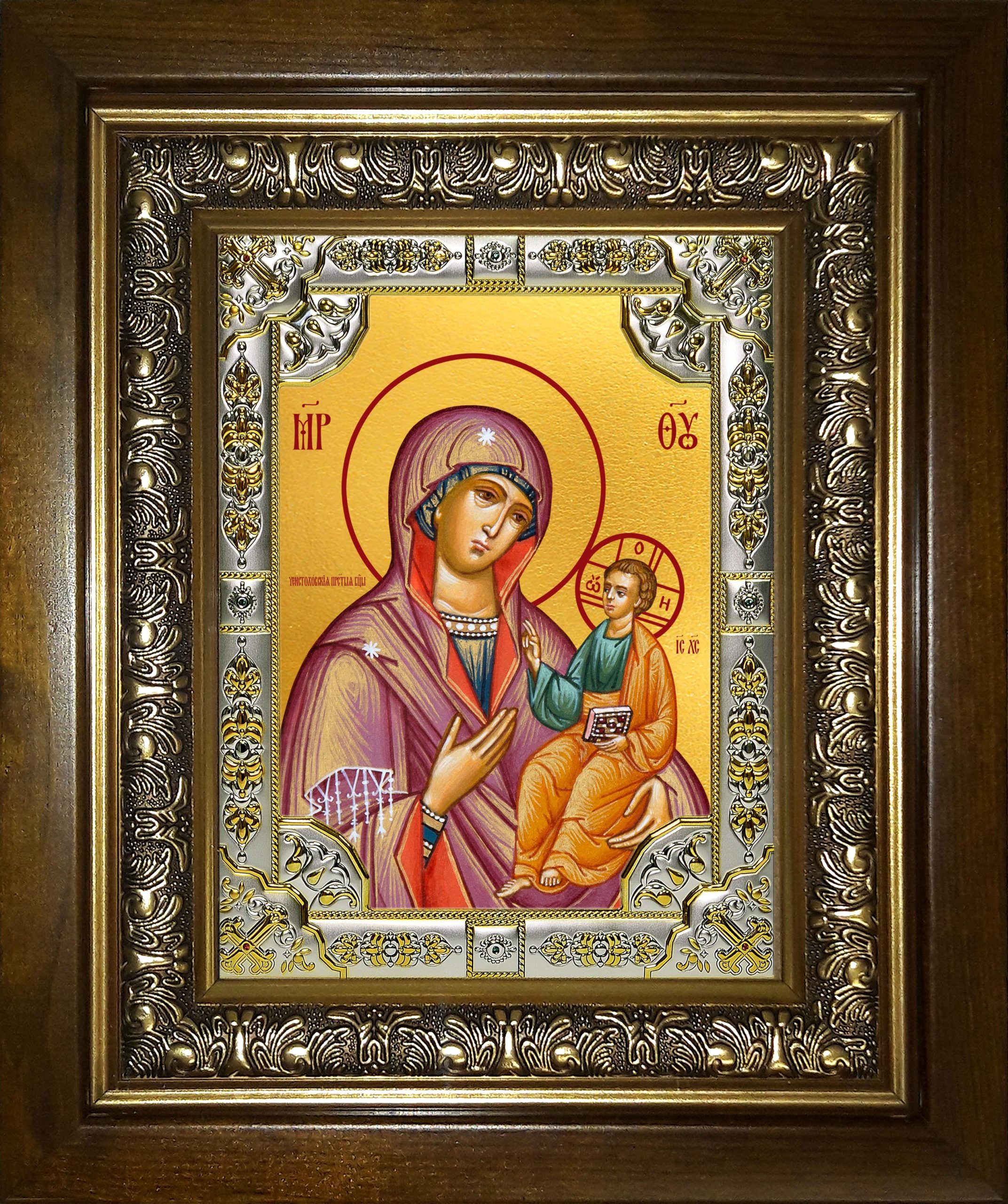 Икона освященная "Ченстоховская икона Божией Матери", в киоте 24x30 см