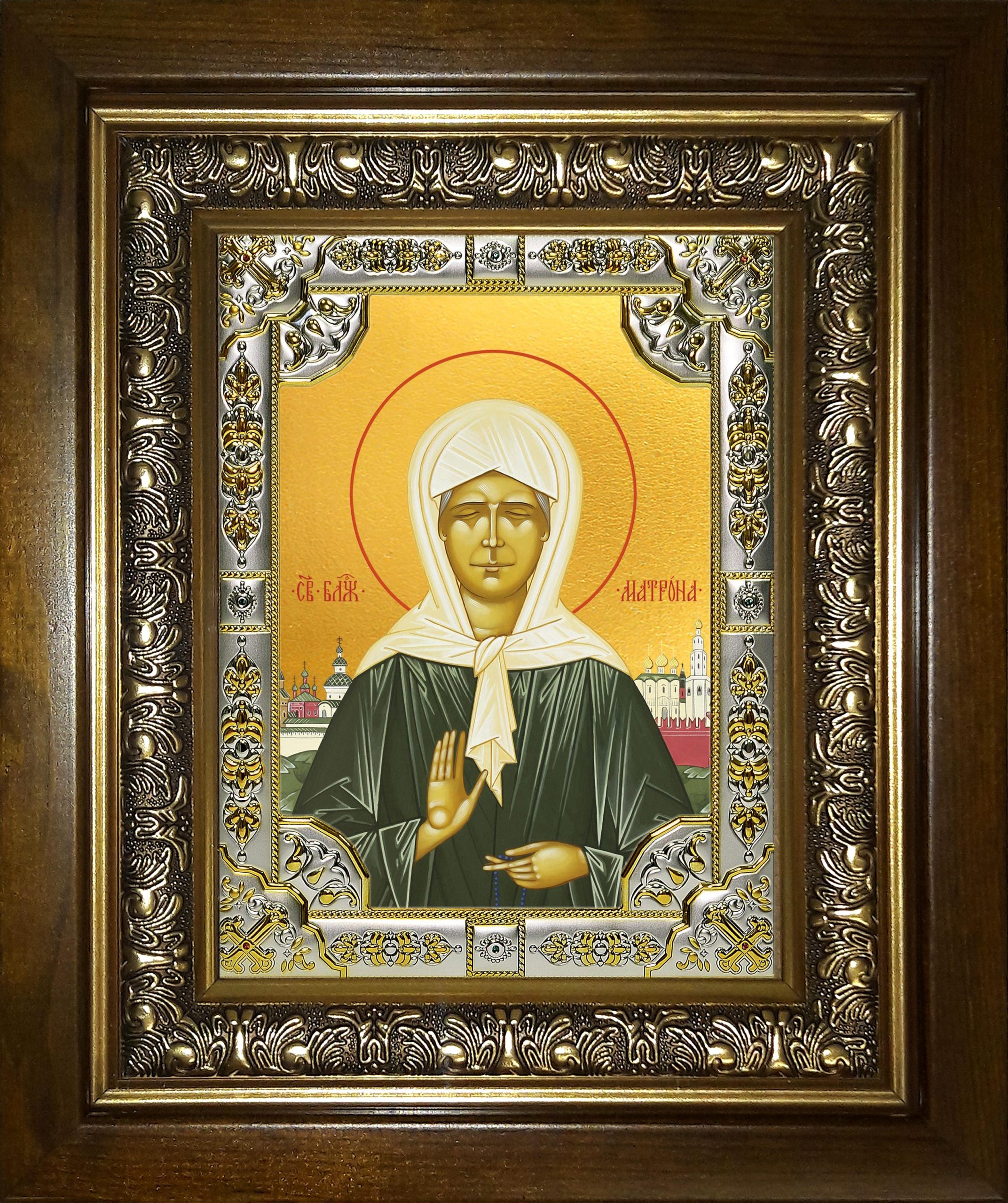 Икона освященная "Матрона Московская блаженная", в киоте 24x30 см