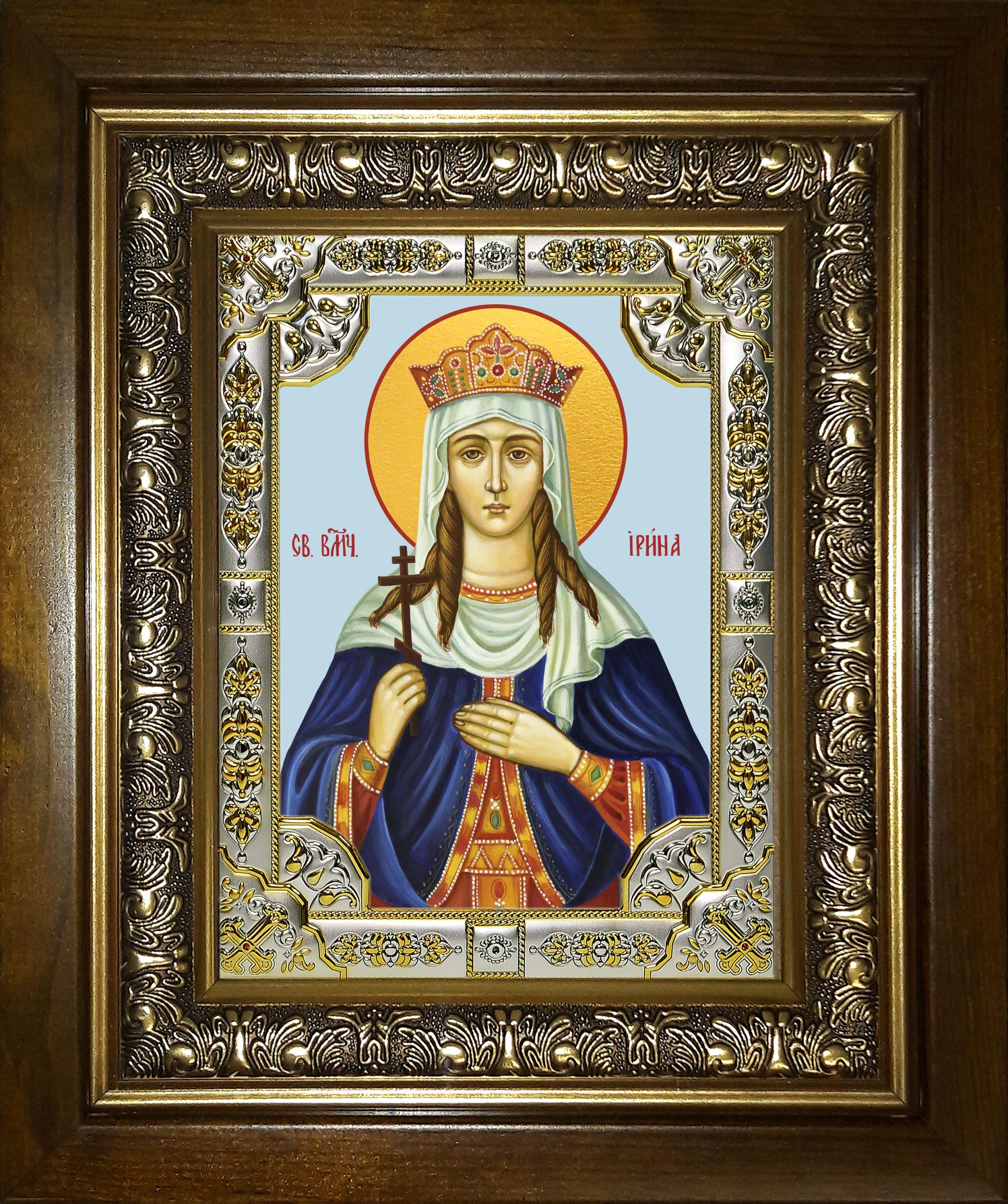 Икона освященная "Ирина Македонская великомученица", в киоте 24x30 см