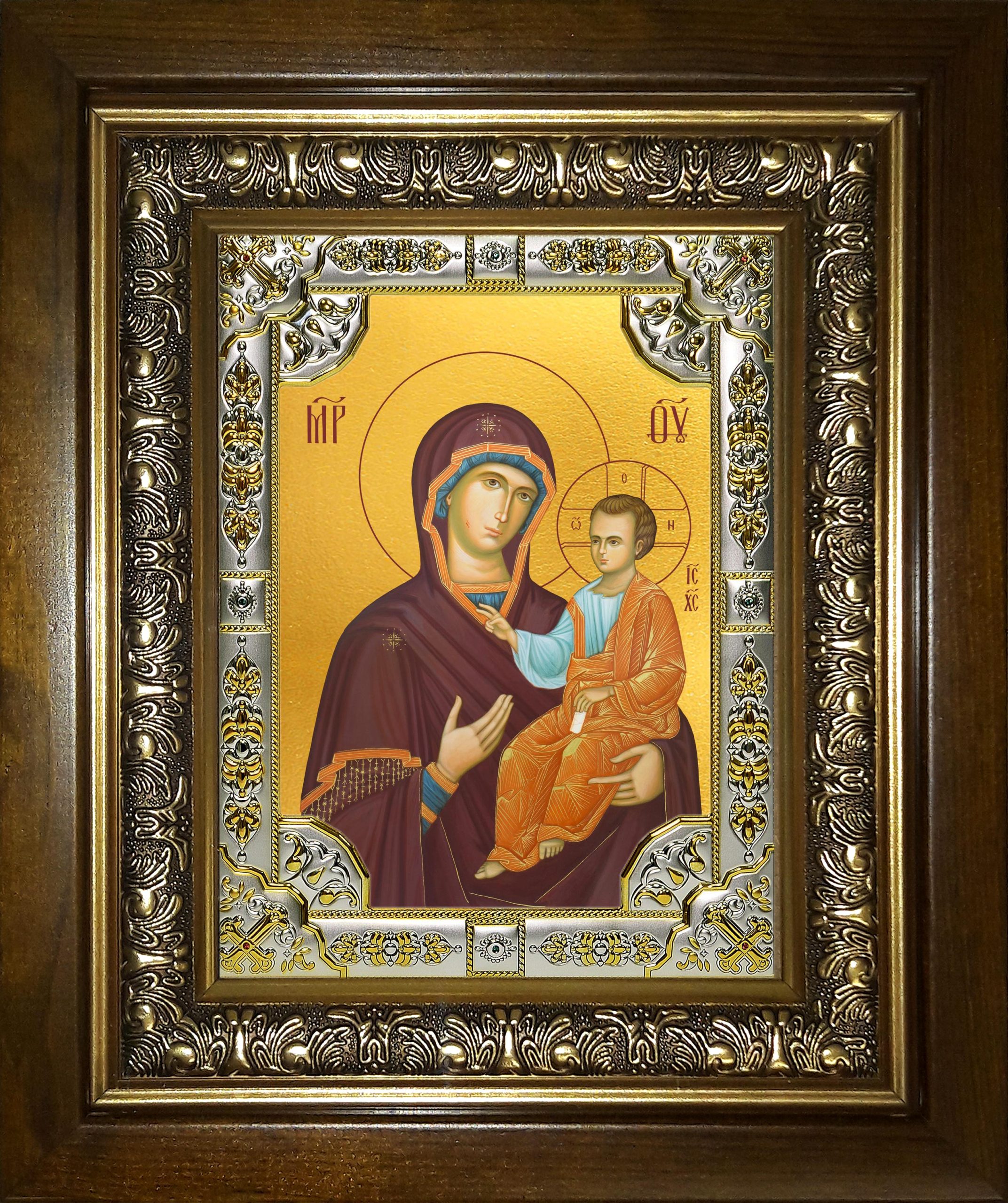 Икона освященная "Иверская икона Божией Матери", в киоте 24x30 см