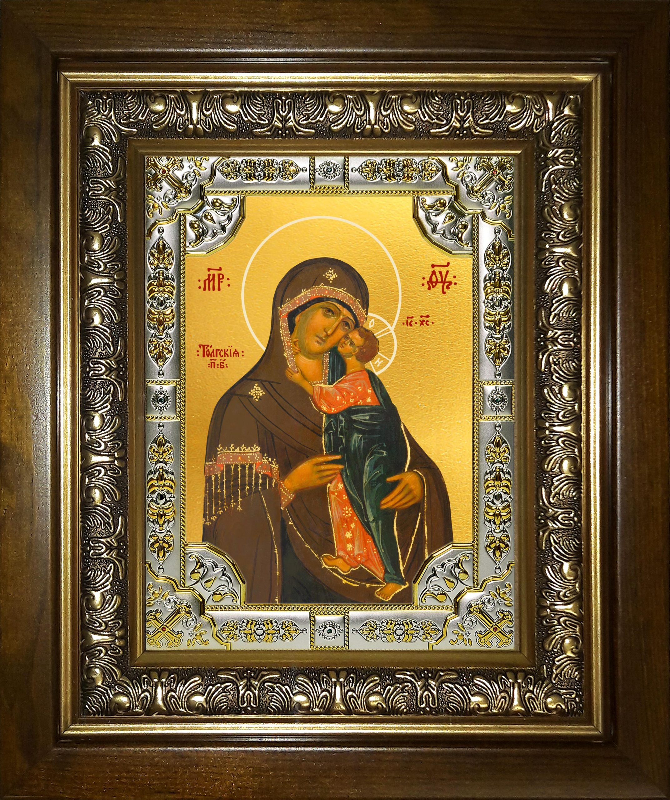 Икона освященная "Толгская икона Божией Матери", в киоте 24x30 см
