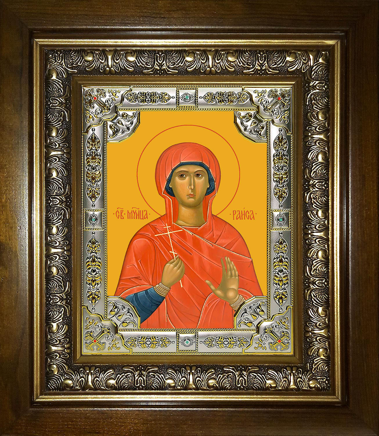 Икона освященная "Раиса Александрийская", в киоте 24x30 см