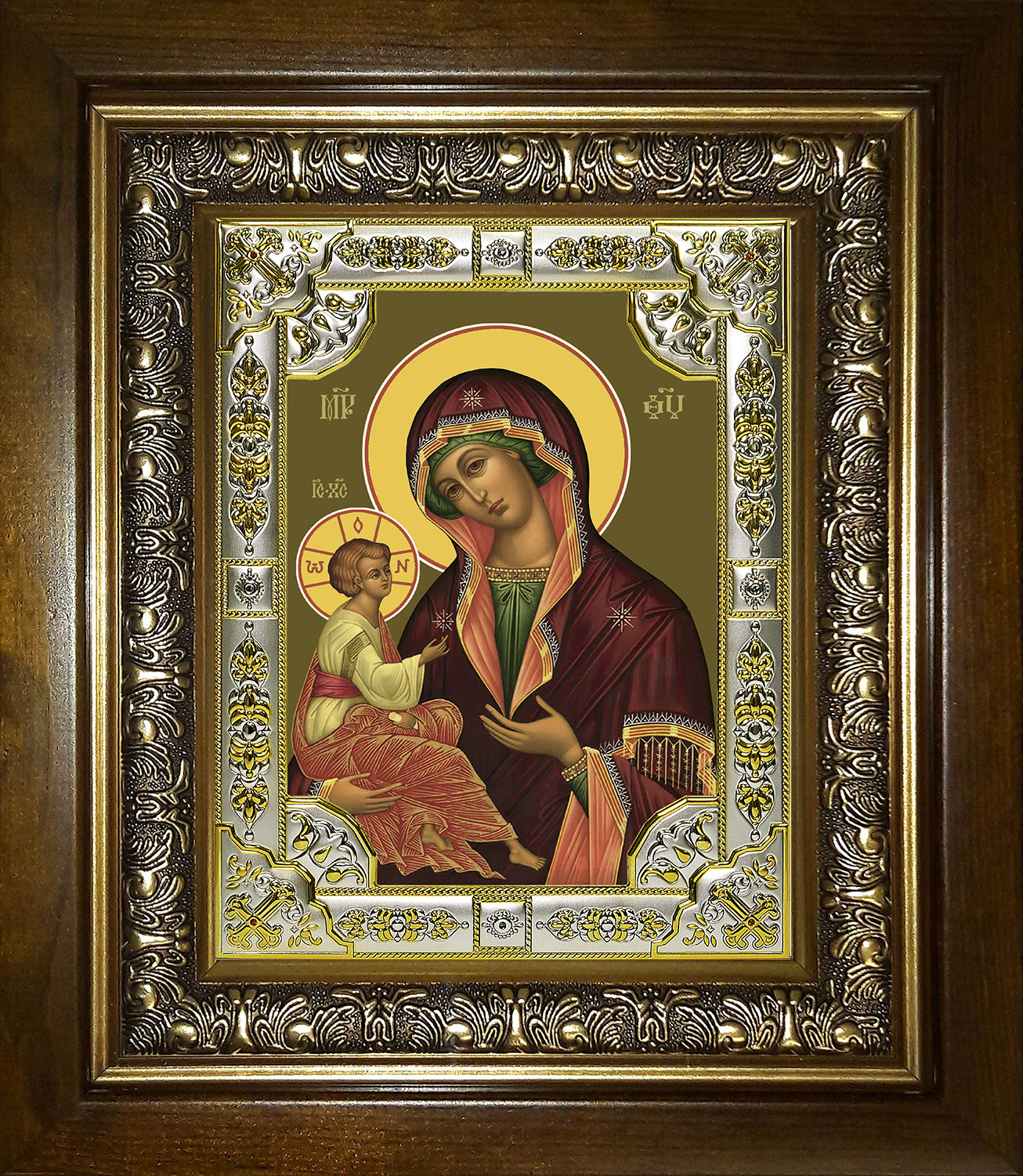 Икона освященная "Гребневская икона Божией Матери", в киоте 24x30 см