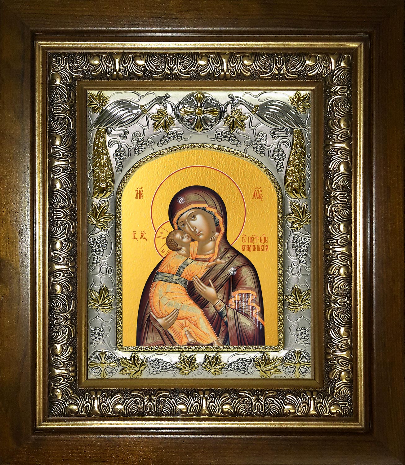 Икона освященная "Владимирская икона Божией Матери", в киоте 20x24 см