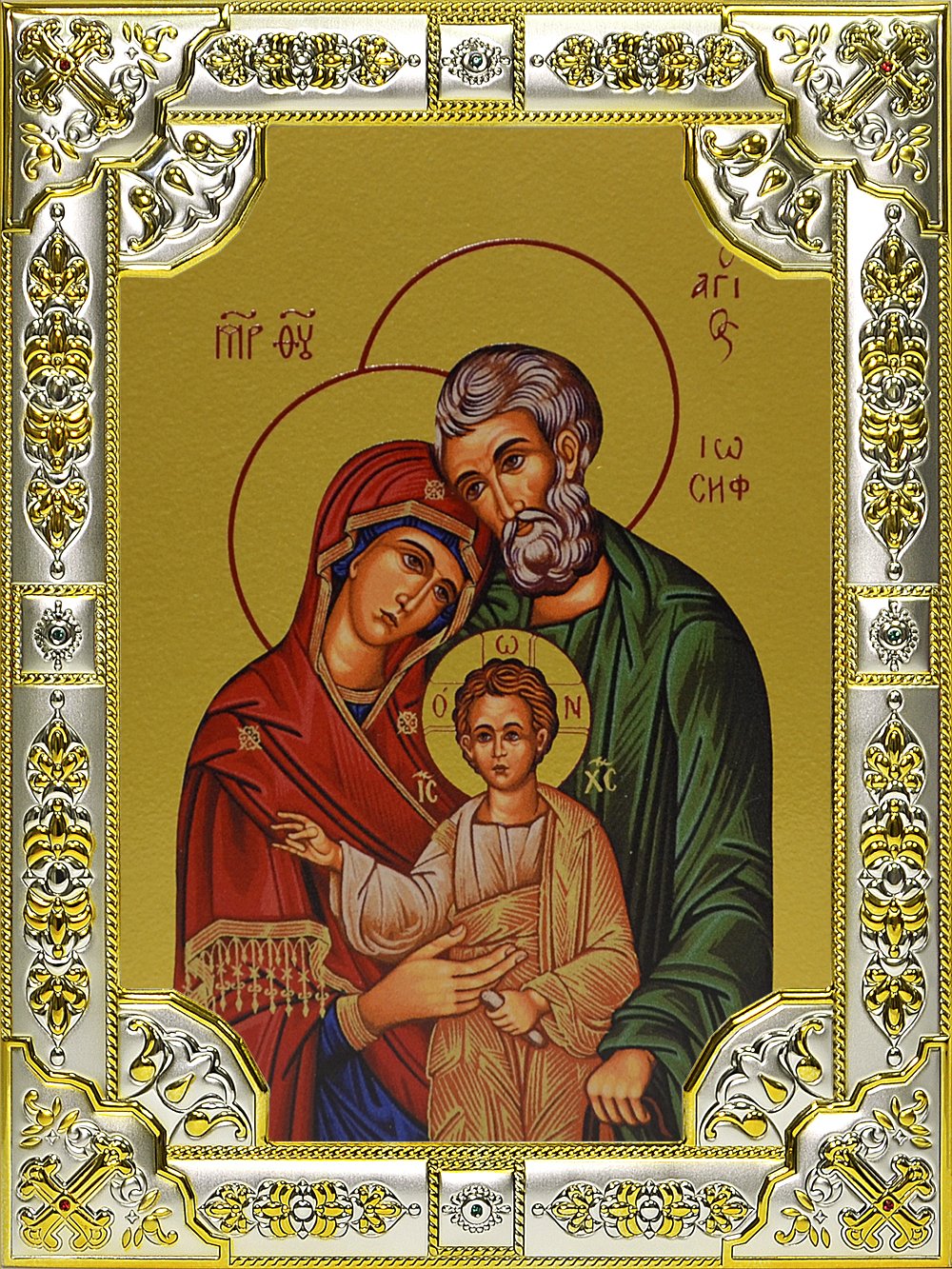 Икона освященная "Святое семейство", 18x24 см, со стразами