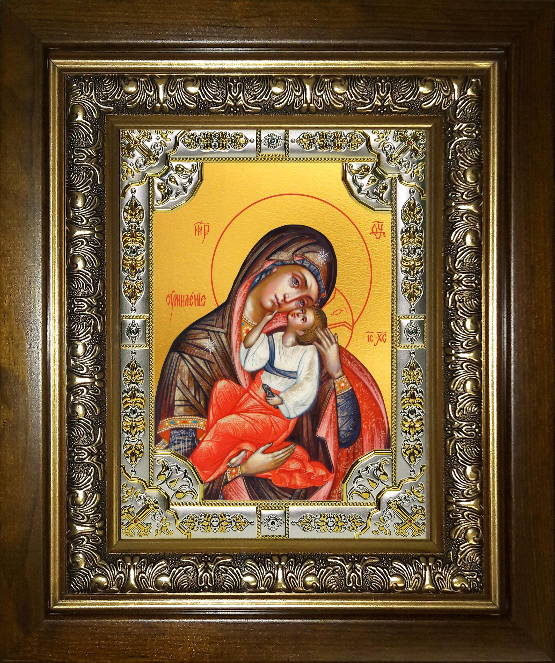 Икона освященная "Умиление, икона Божией Матери", в киоте 24x30 см