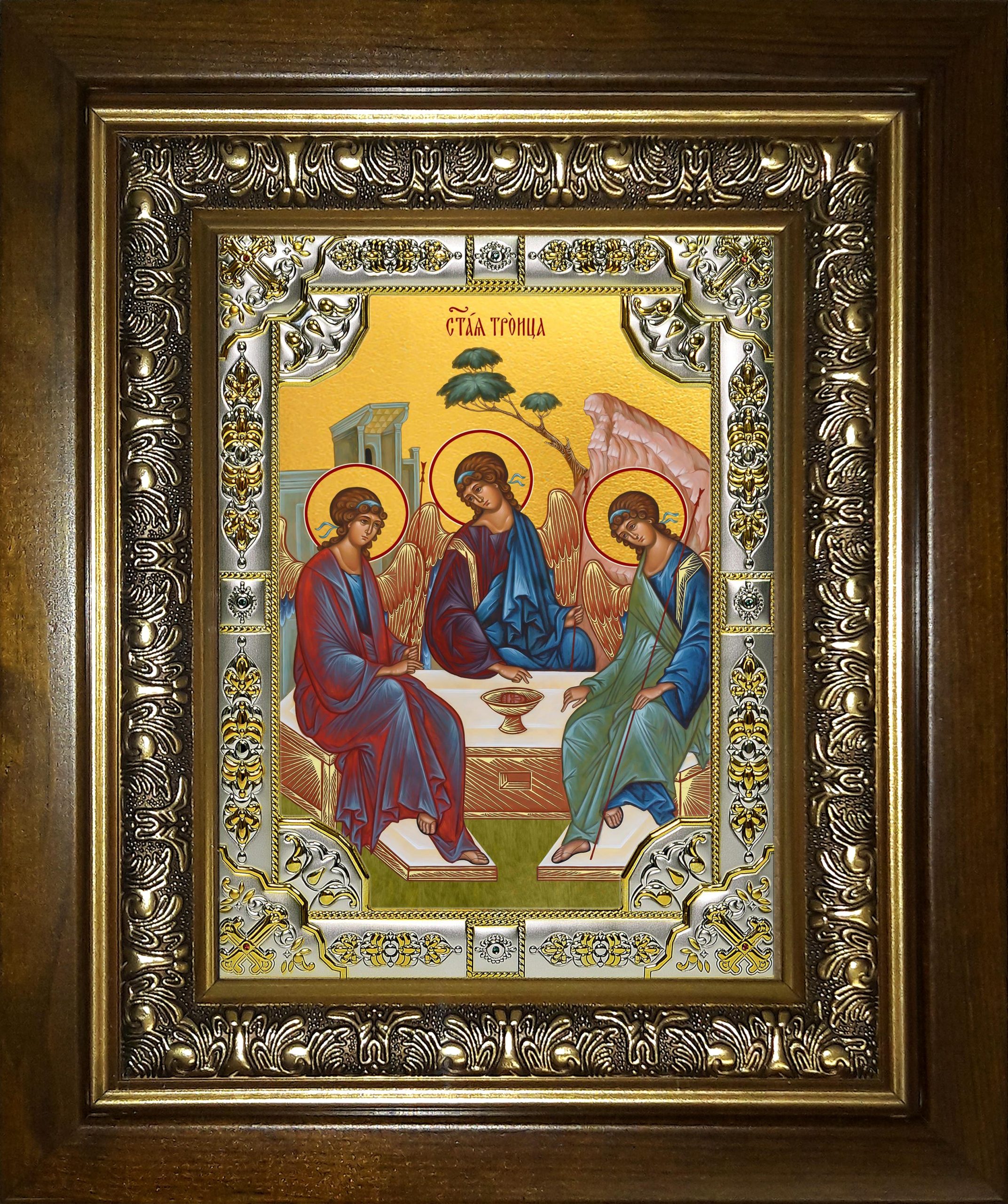 Икона освященная "Святая Троица", в киоте 24x30 см