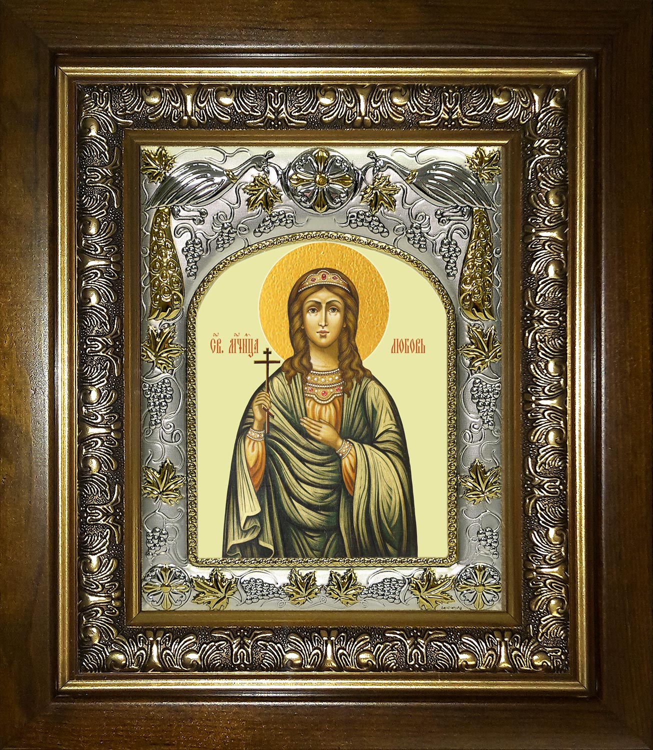 Икона освященная "Любовь мученица", в киоте 20x24 см