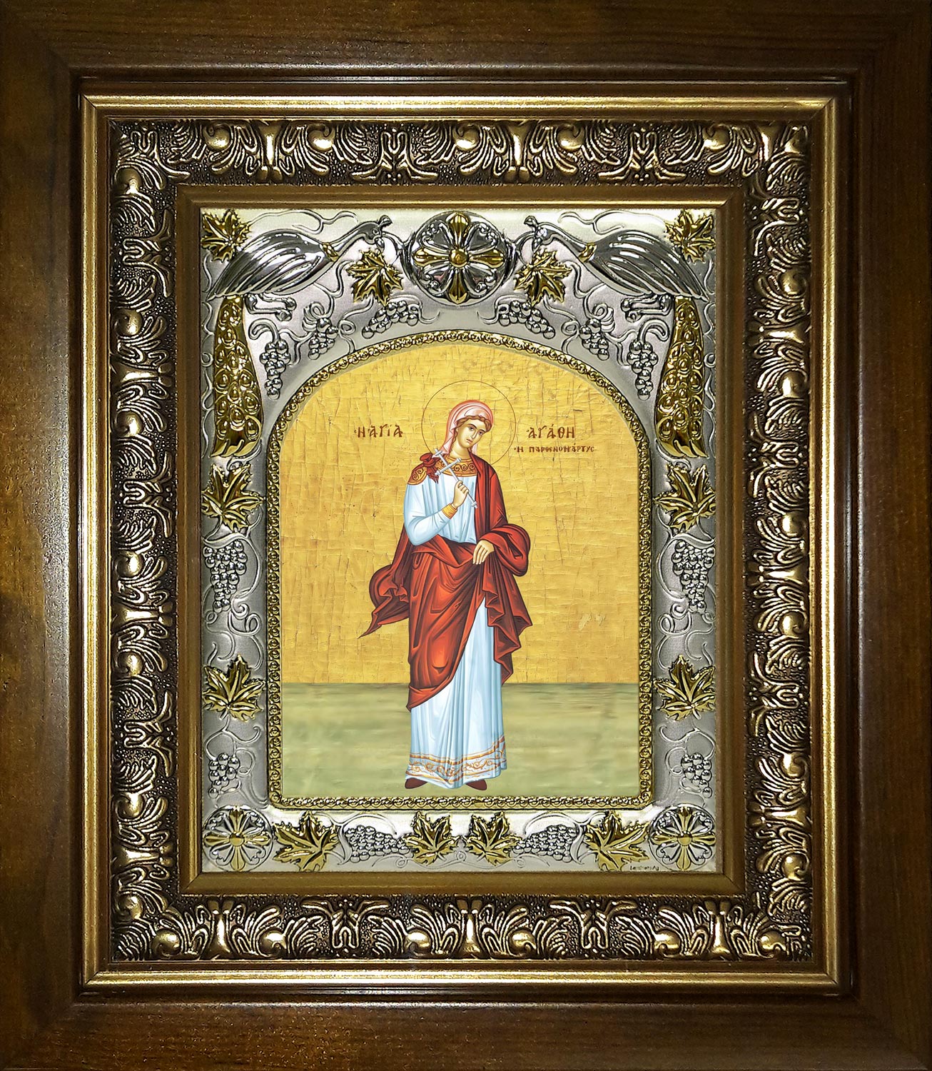 Агафия Панормская Святая мученица, в киоте 20x24 см