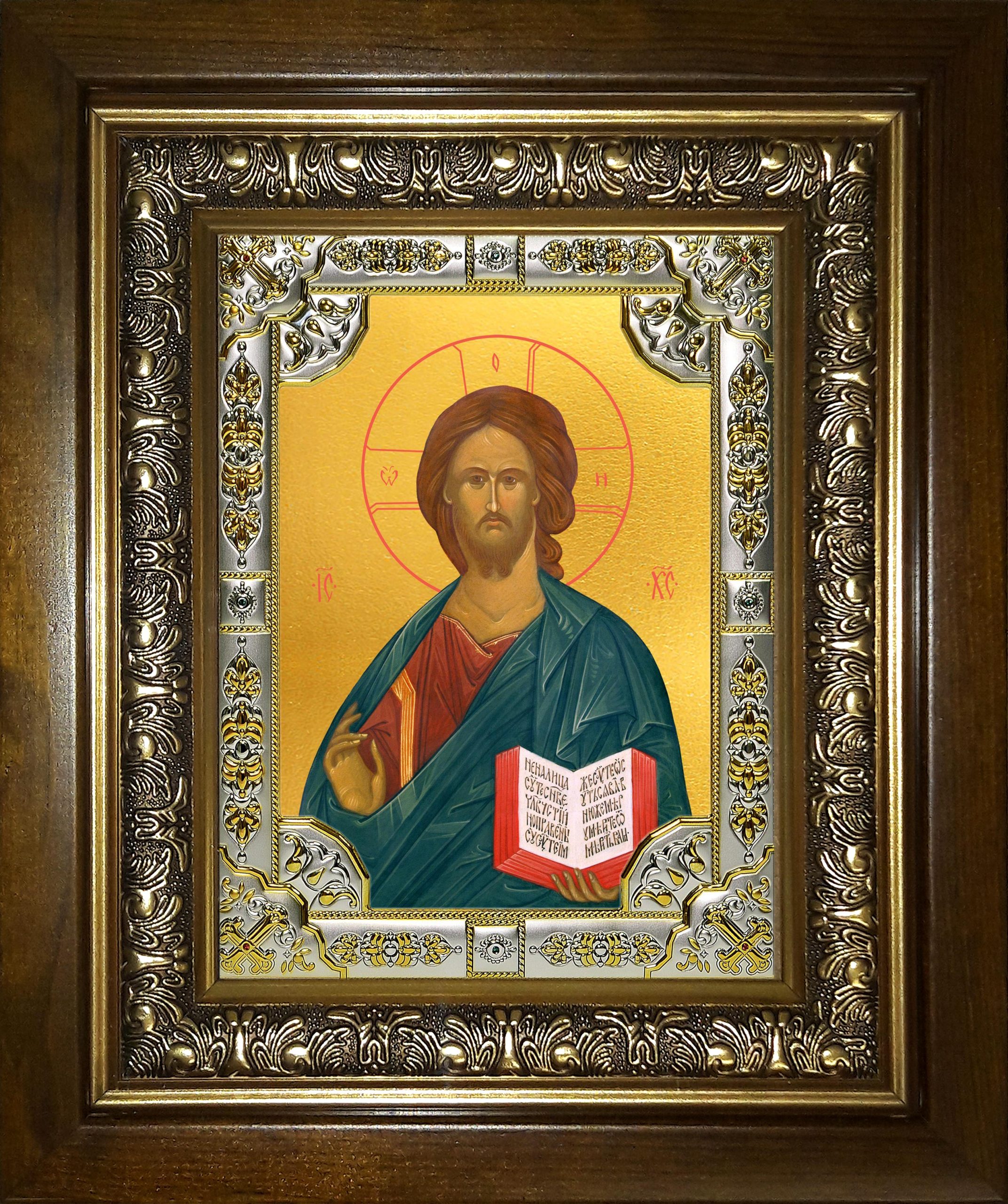 Икона освященная "Господь Вседержитель", в киоте 24x30 см