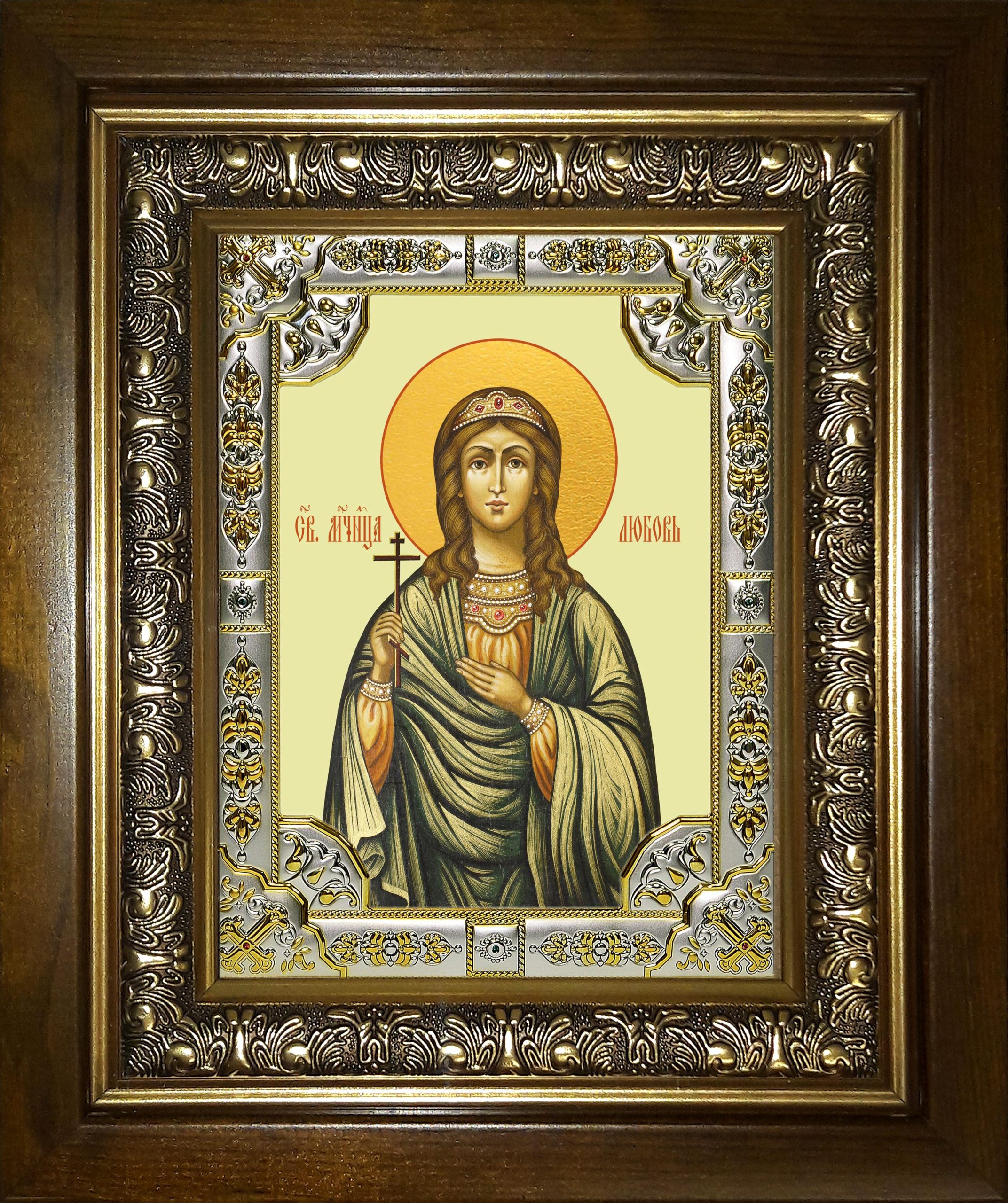 Икона освященная "Любовь мученица", в киоте 24x30 см