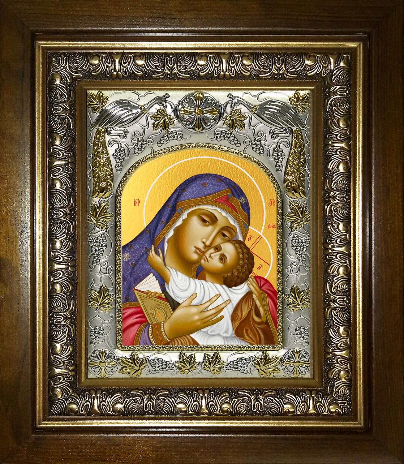 Икона освященная "Умиление, икона Божией Матери", в киоте 20x24 см