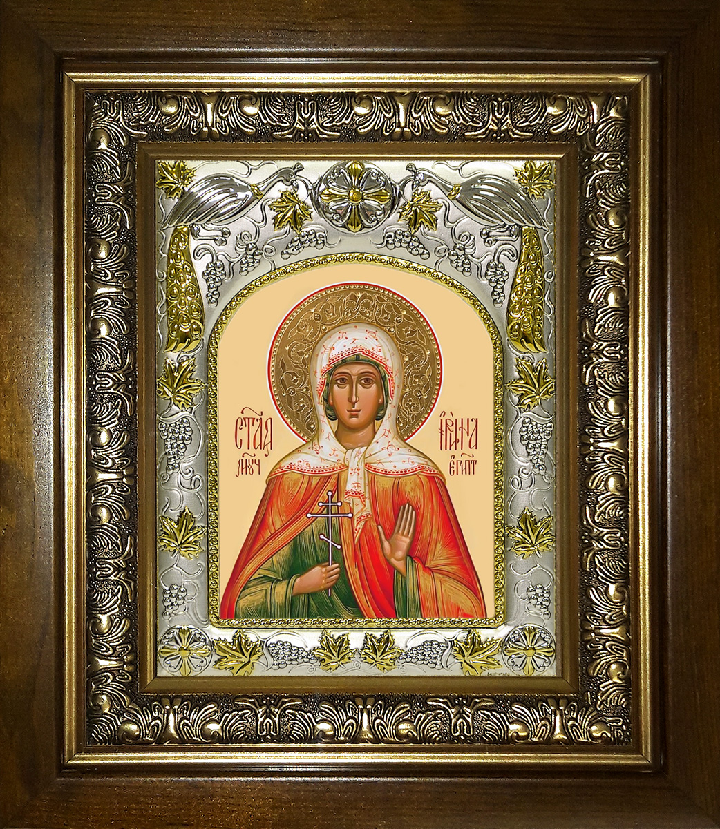 Икона освященная "Ирина Египетская, мученица", в киоте 20x24 см