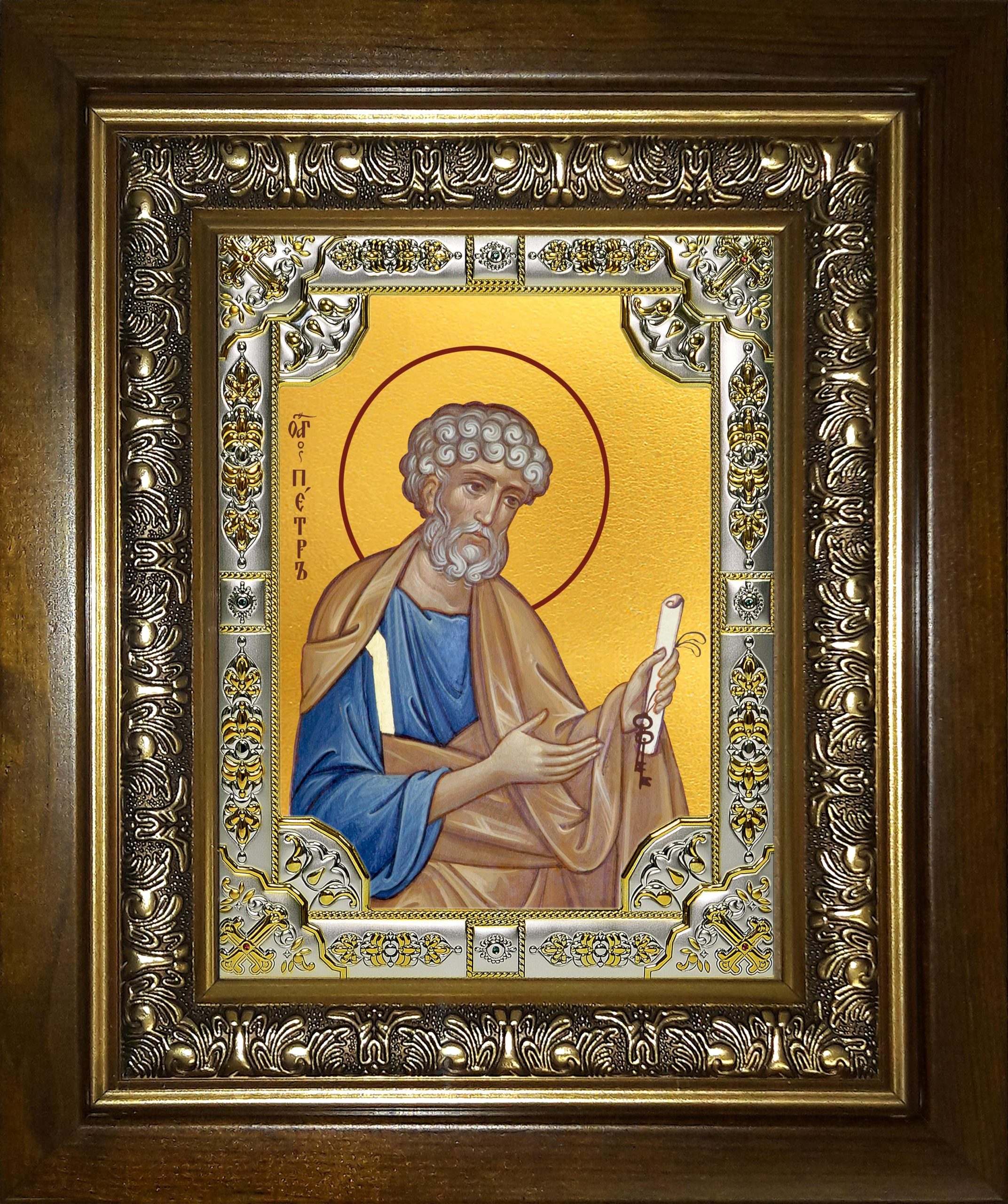 Икона освященная "Пётр апостол", в киоте 24x30 см