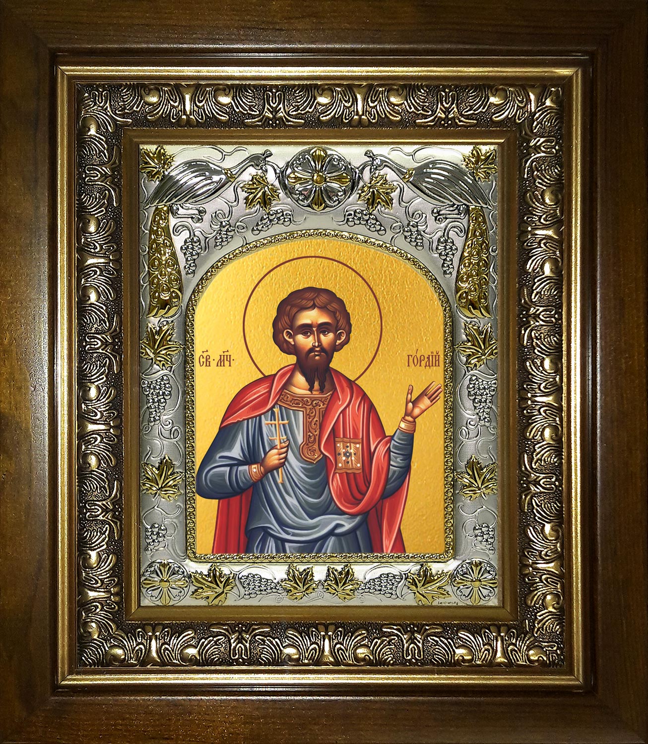 Икона освященная "Гордий Каппадокийский, сотник мученик", в киоте 20x24 см