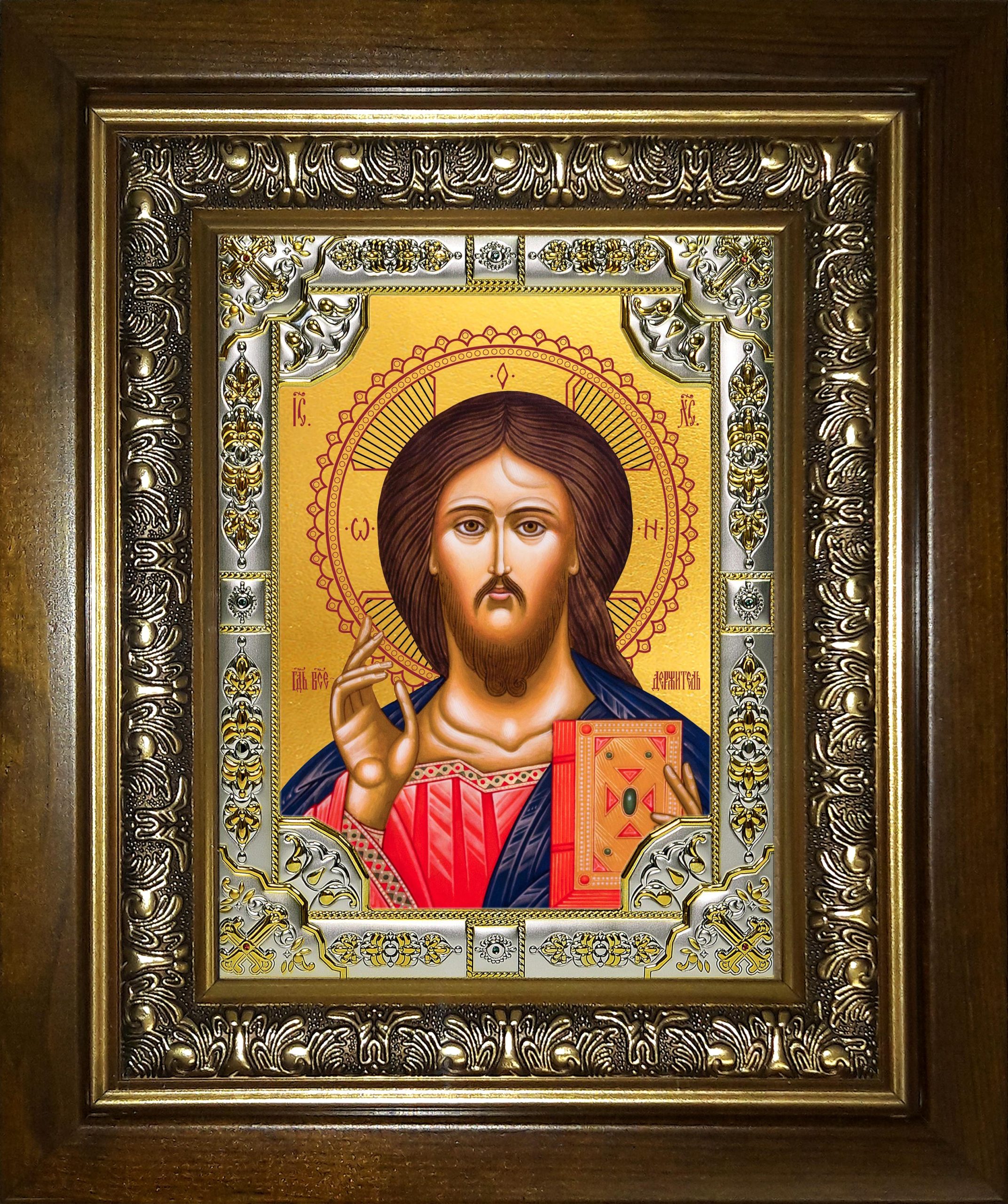 Икона освященная "Господь Вседержитель", в киоте 24x30 см