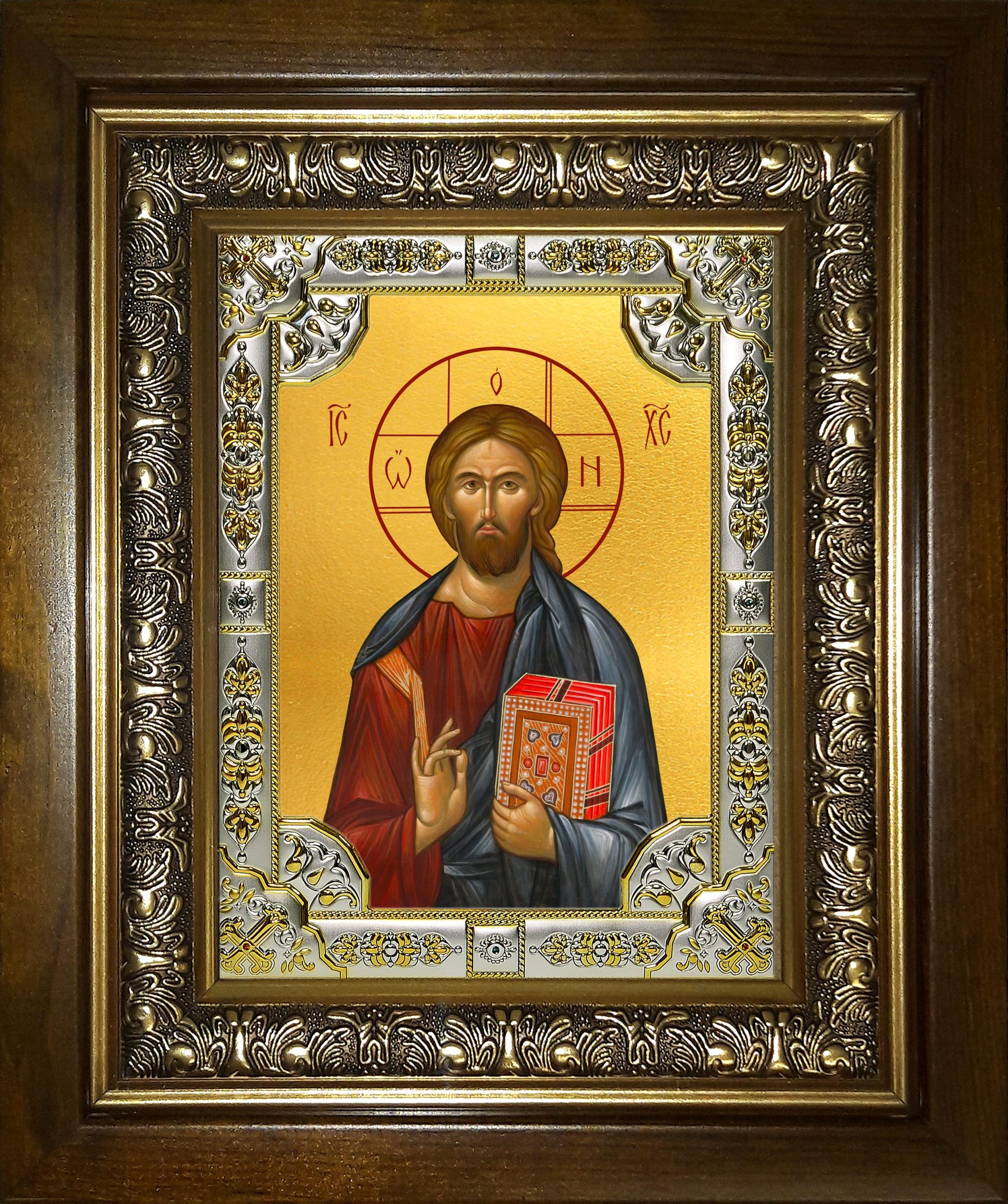 Икона освященная "Господь Вседержитель", в киоте 24x30 см